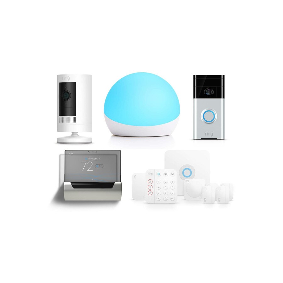 Amazon Echo (White) with Outdoor Camera, Lux, Ring