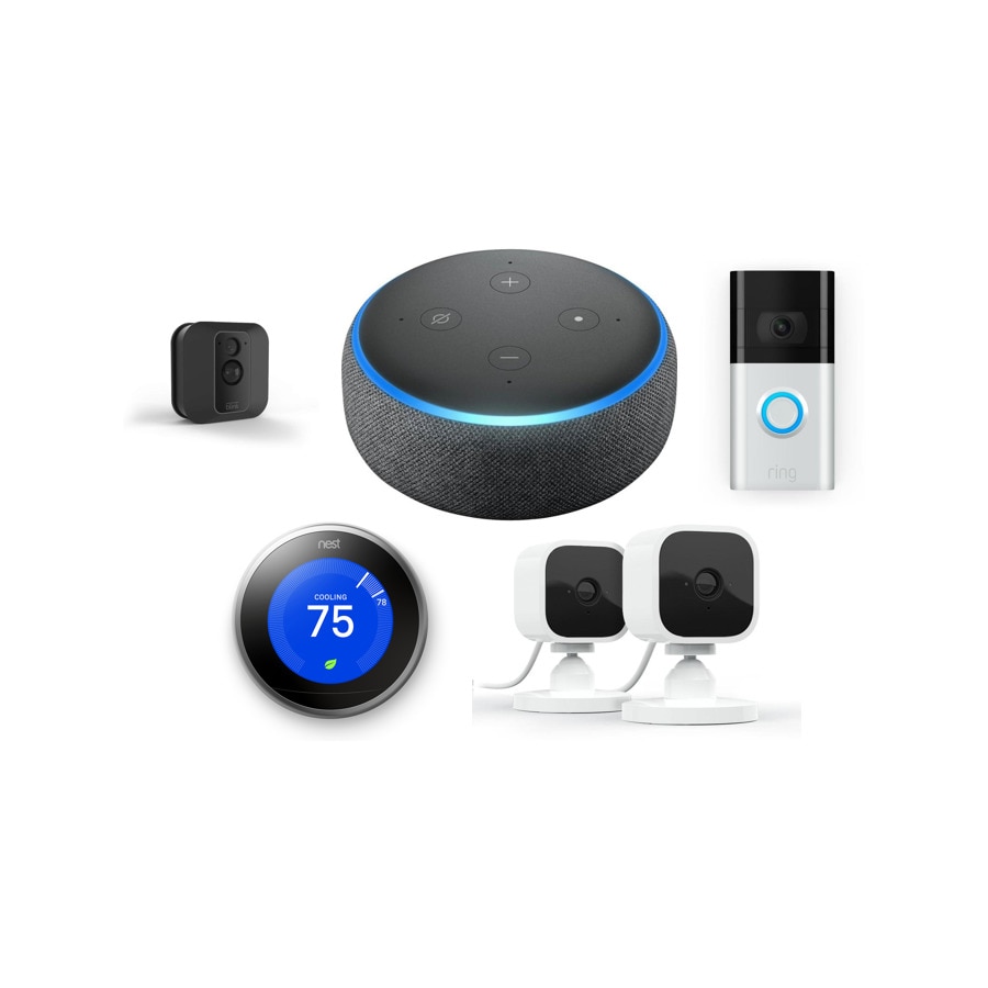 Amazon Echo Dot (Charcoal) with Camera, Google, Ring