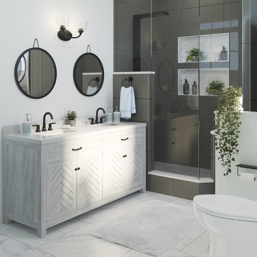 allen + roth White Chevron Vanity Collection