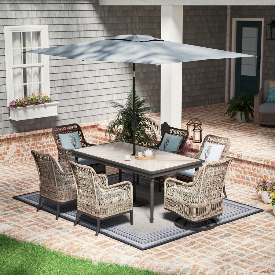 Patio Dining Sets At Com, Piece Resin Wicker Patio Dining Sets