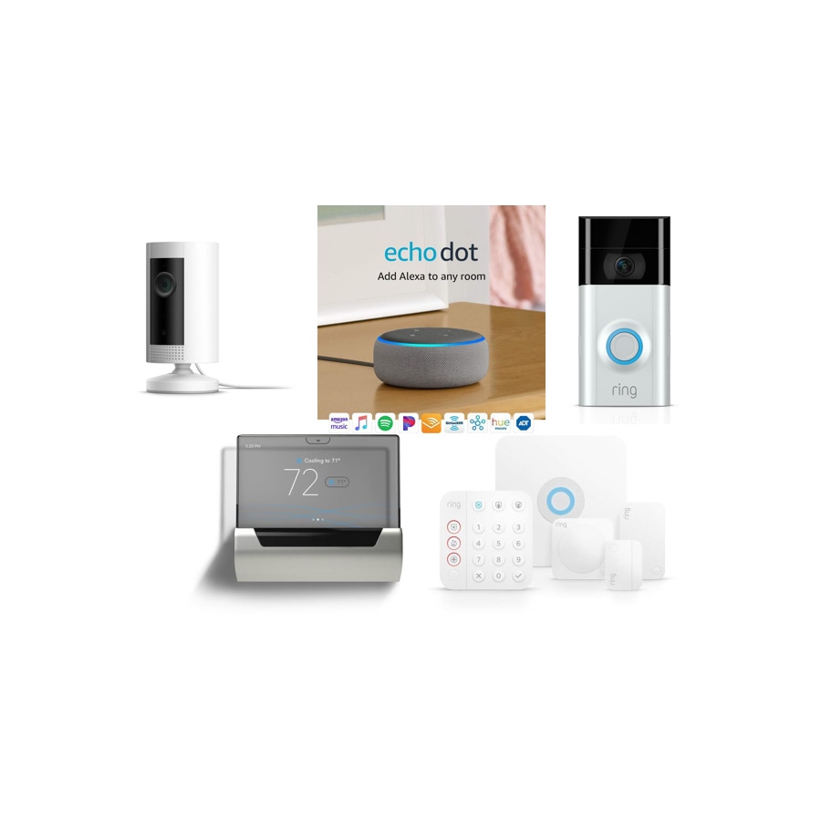 Amazon Echo Dot (Heather Gray) with Indoor Camera, Lux, Ring