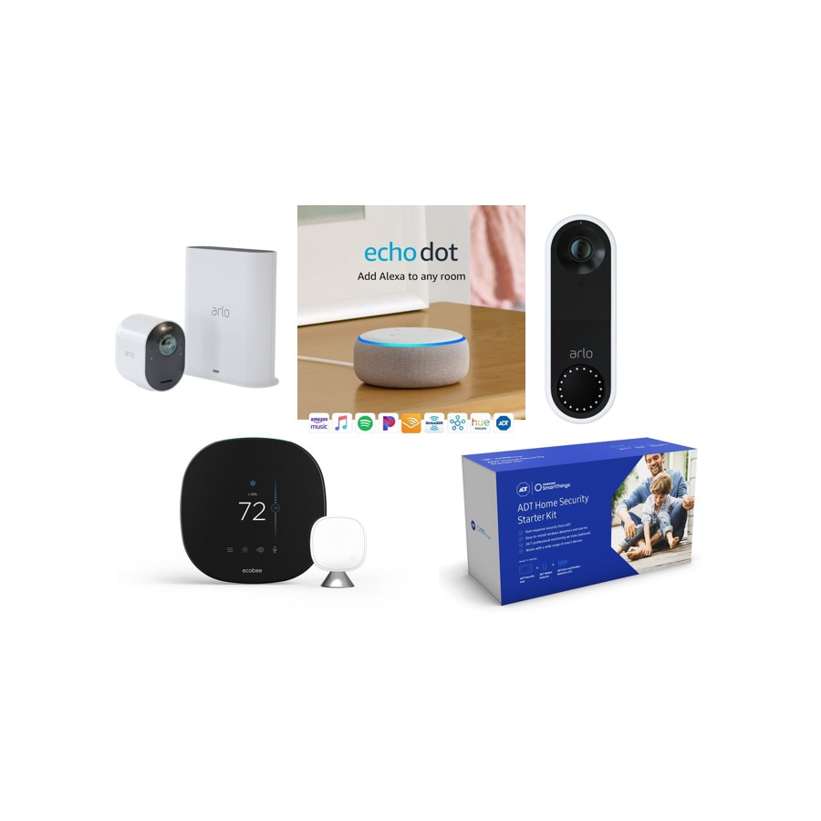 Amazon Echo Dot (Sandstone) with Indoor Camera, ecobee, Samsung, Arlo