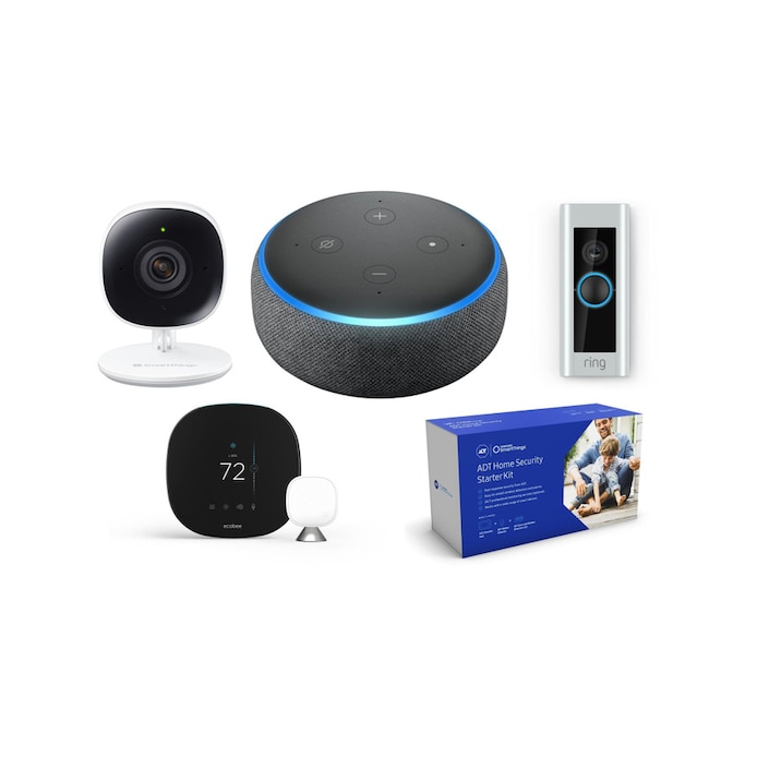 Amazon Echo Dot (Charcoal) with Indoor Camera, ecobee, Samsung, Ring