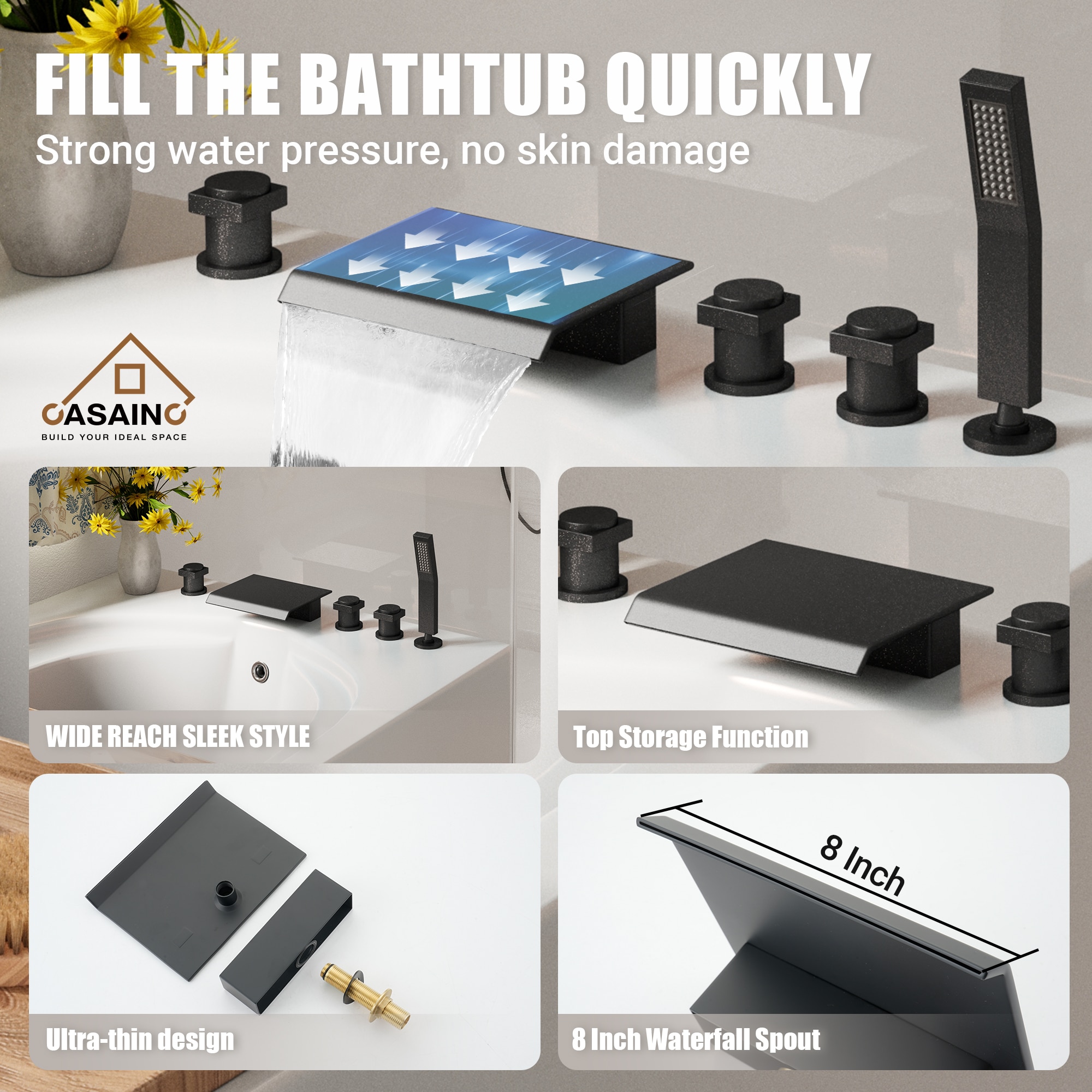CASAINC KCLT0055-MB Roman-Tub-Faucets - View #9