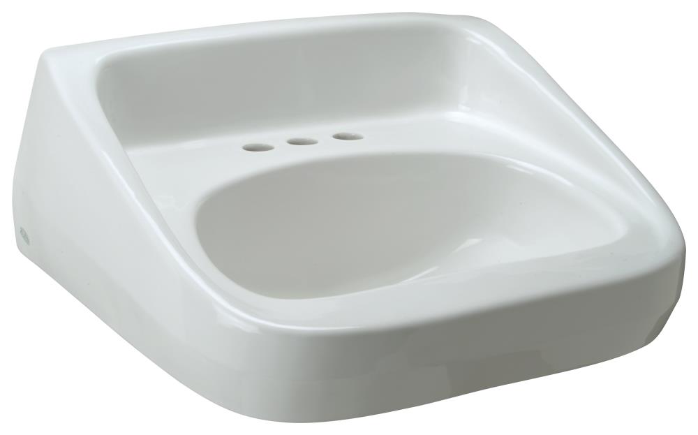 Zurn White Wall-Mount Rectangular Bathroom Sink with Overflow Drain (23 ...