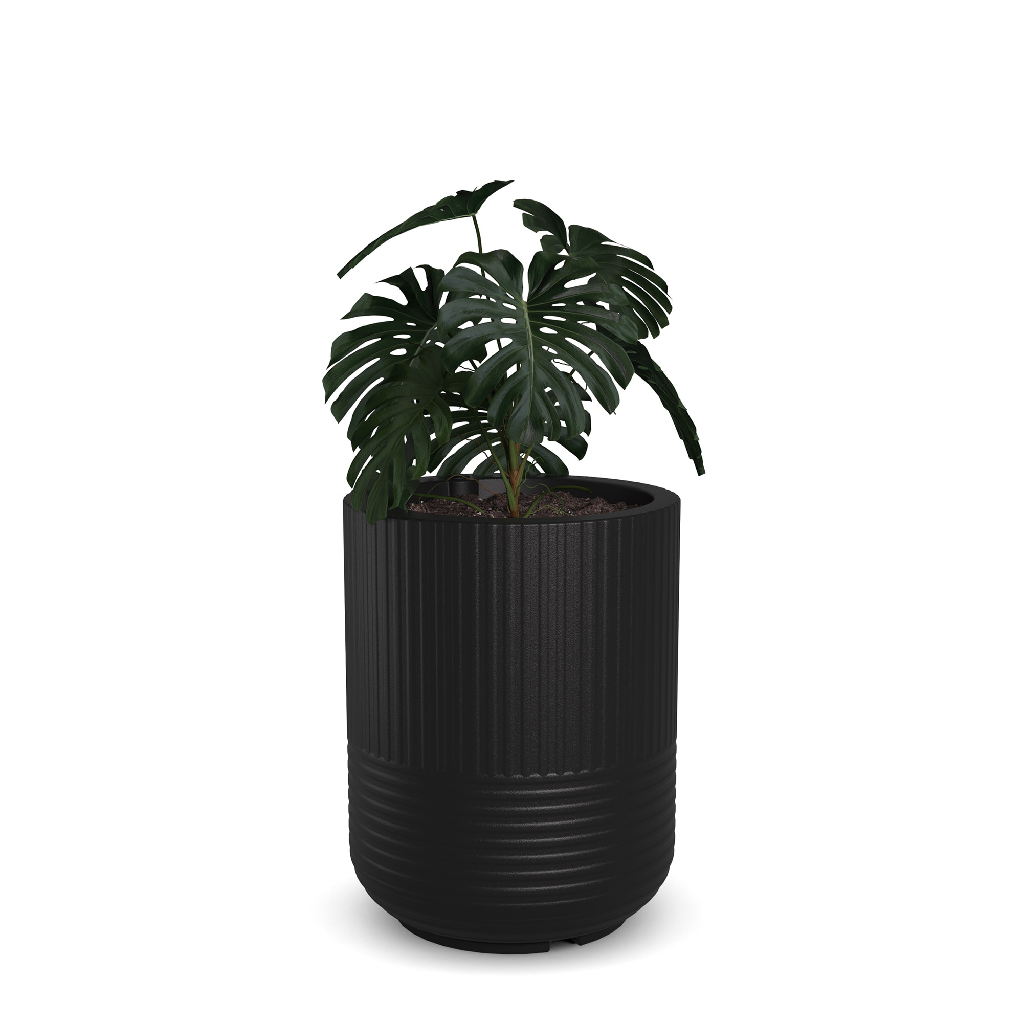 Arden 18" Black Round Self-Watering Polyethylene Planter