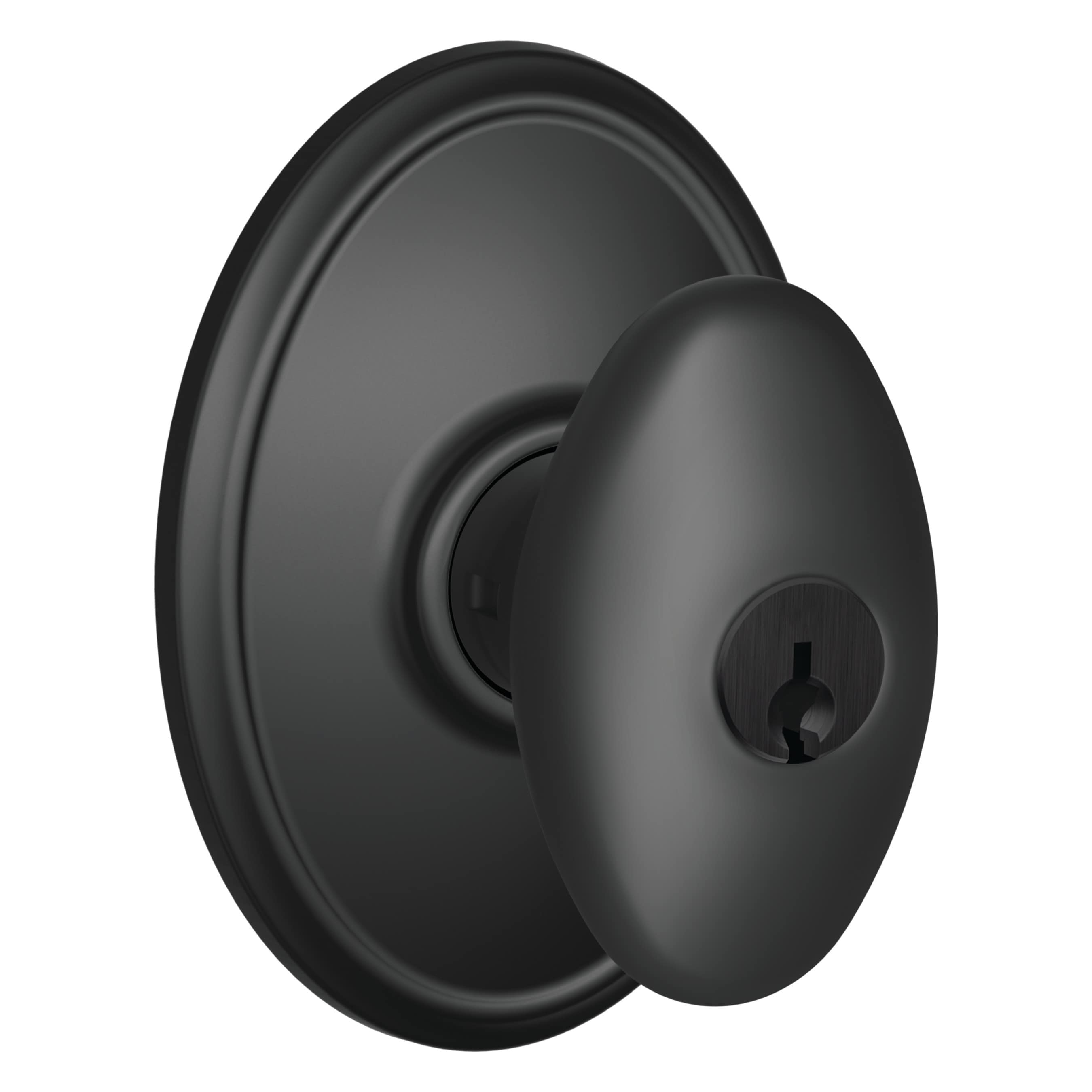 Schlage F51A SIE 622 WKF Siena - Wakefield Matte Black Traditional Exterior Keyed entry door knob Single pack
