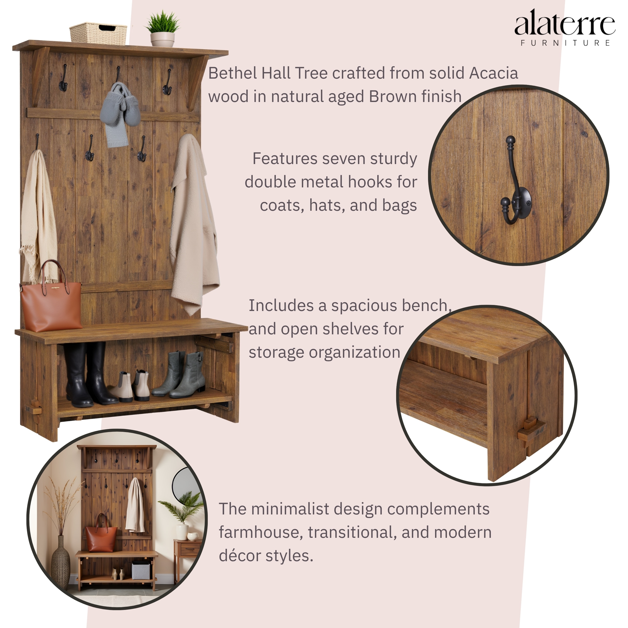 Alaterre Furniture ANTR2830 Hall-Trees - View #3