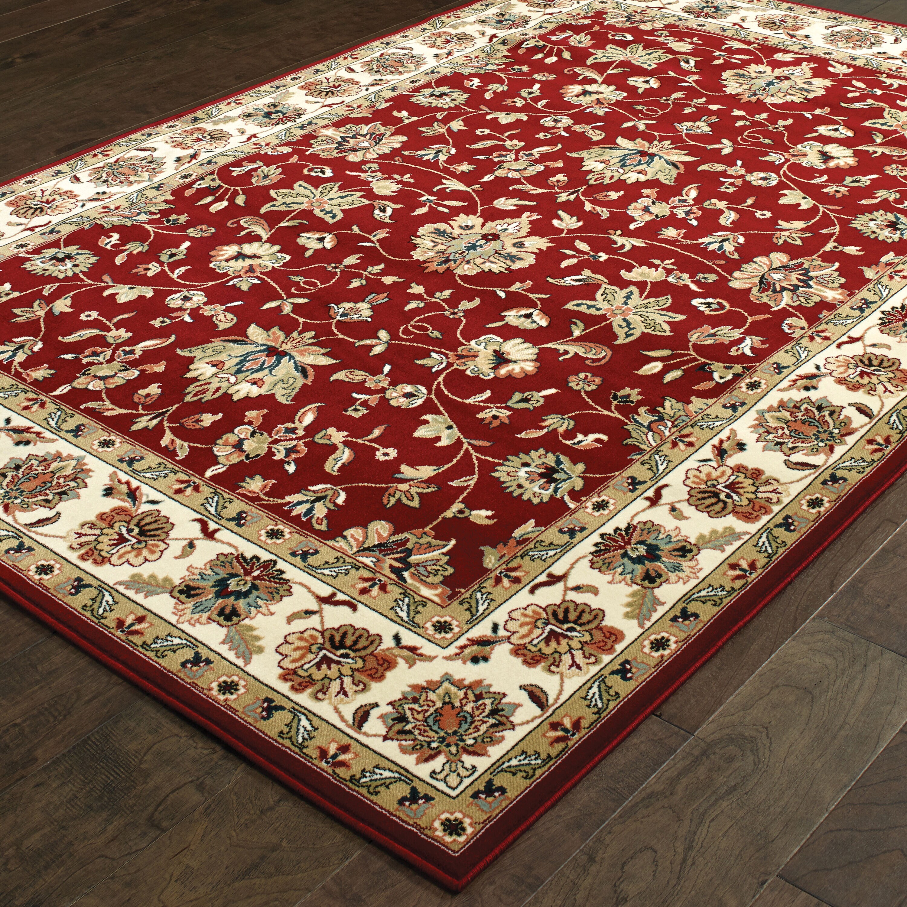 Style Selections Koralin 10 x 13 Red Indoor Floral/Botanical Oriental Area Rug | M005R10L