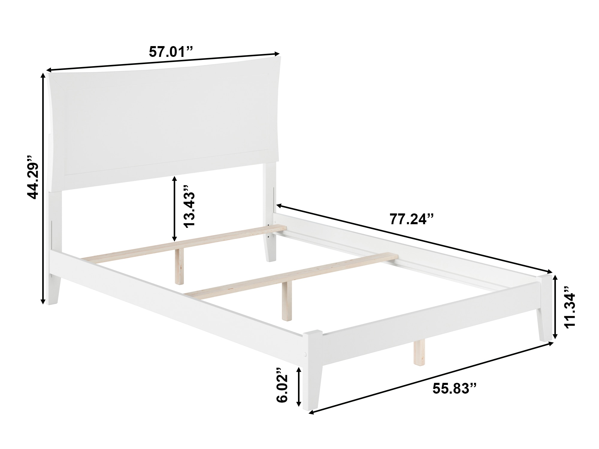Metro Chic Full Double White Painted Rubberwood Bed with Headboard