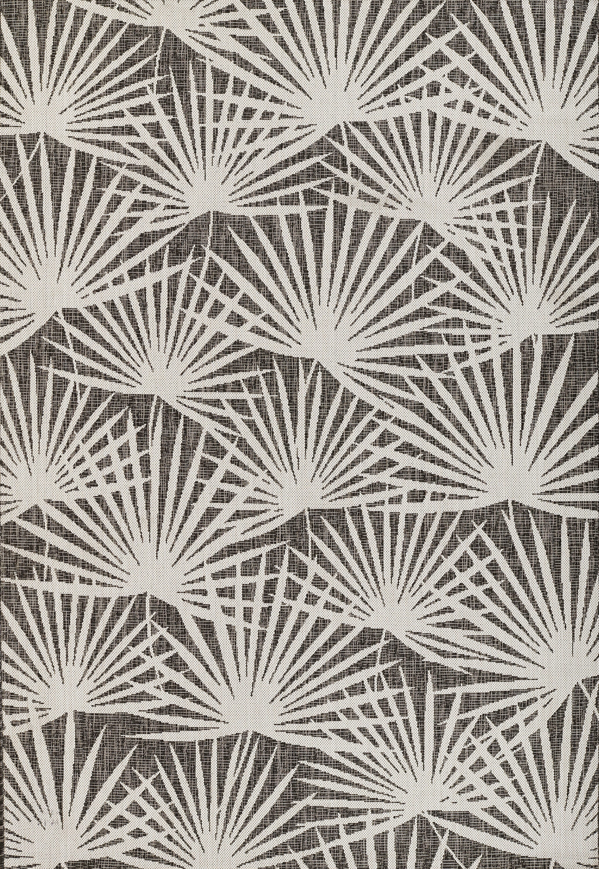 Charcoal and White Geometric Synthetic Rectangular Rug 5'3" x 7'6"