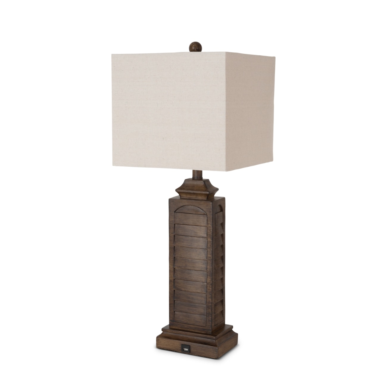 HomeRoots 4000397264 Set of 2 Brown Louver Base Table Lamps with USB