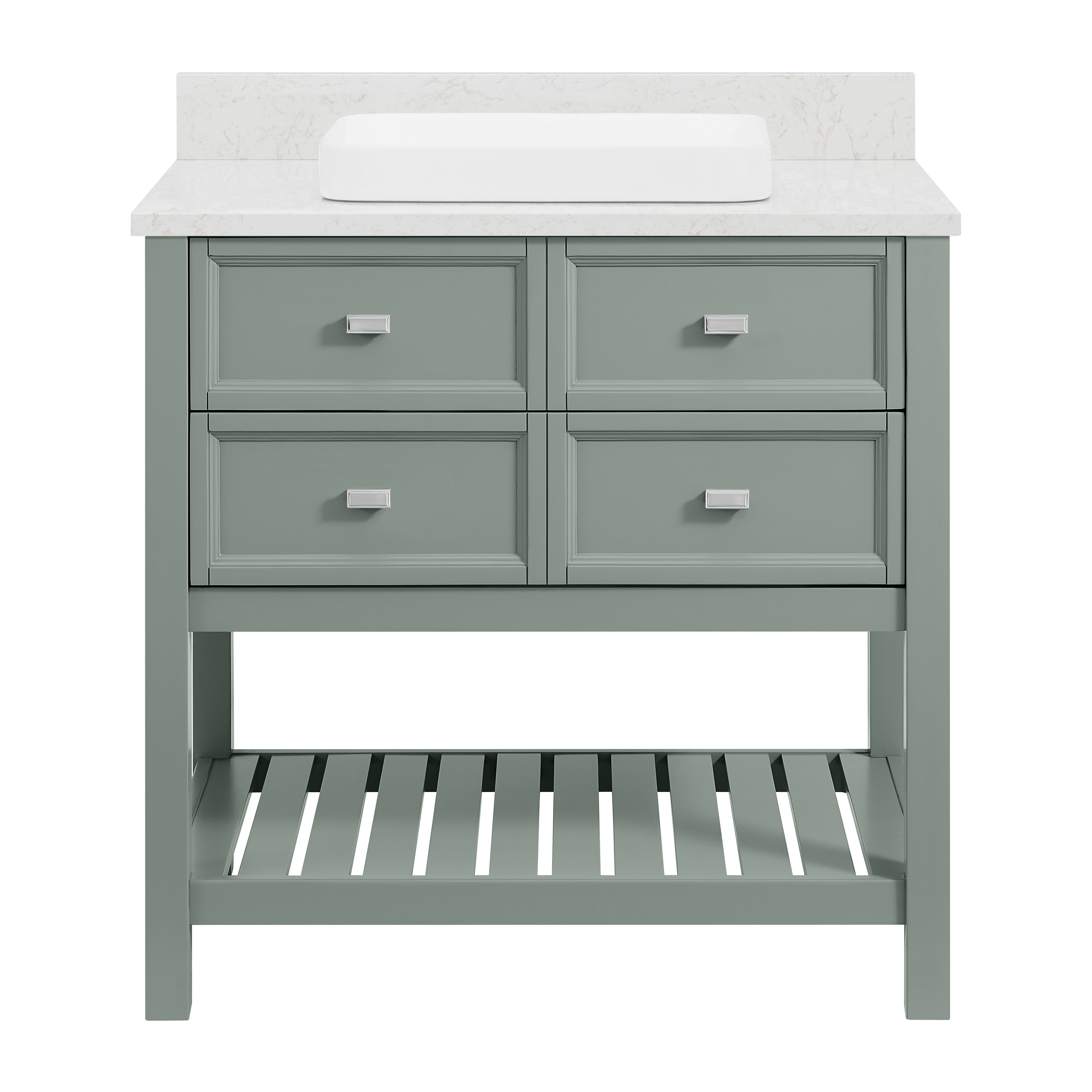 allen + roth Canterbury 36-in Sea Green Semi-recessed Single Sink ...