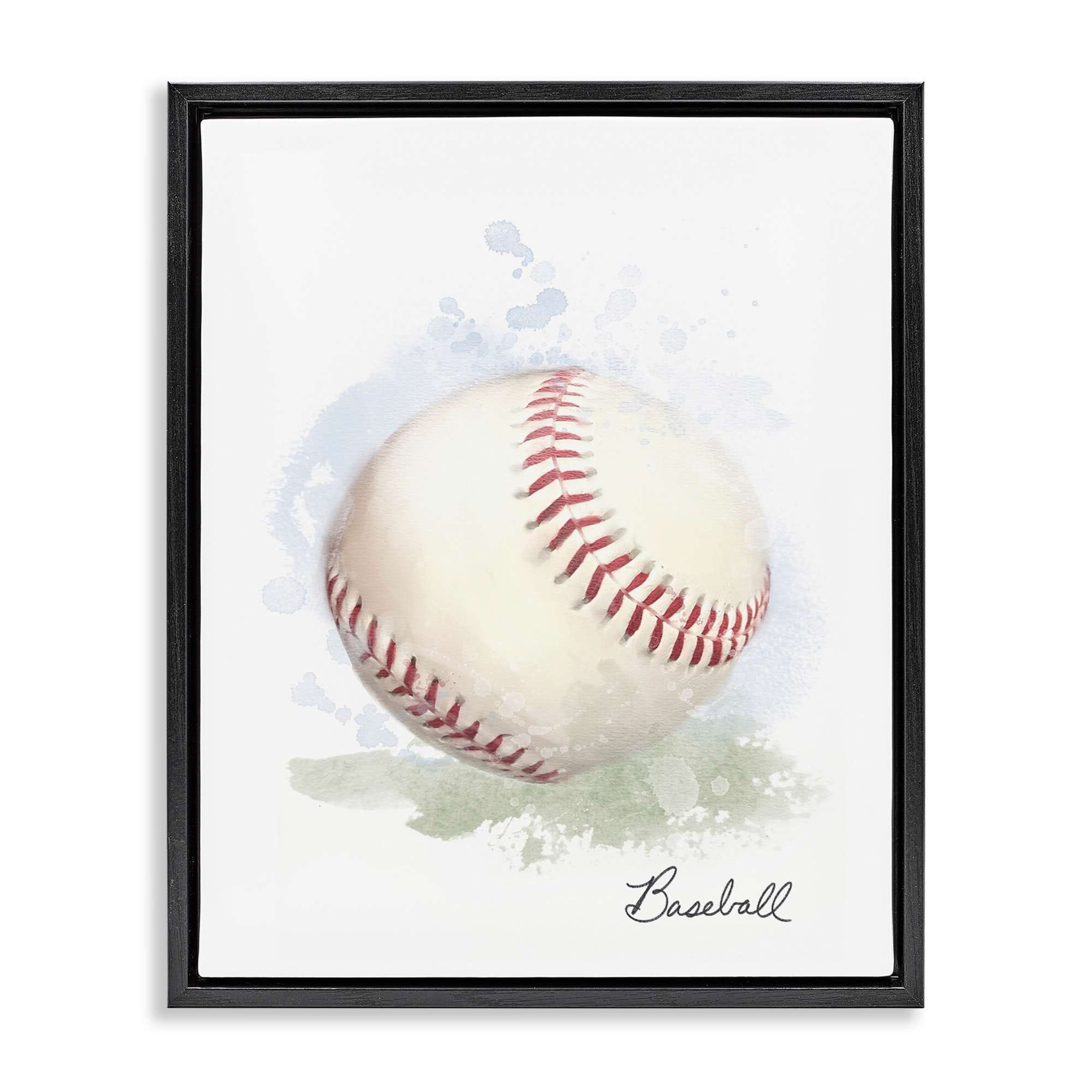 Stupell Industries BS-092-FFB-24X30 Soft Pastel Baseball Black Framed Floater Canvas Wall Art By Matthew Piotrowicz 25 x 31