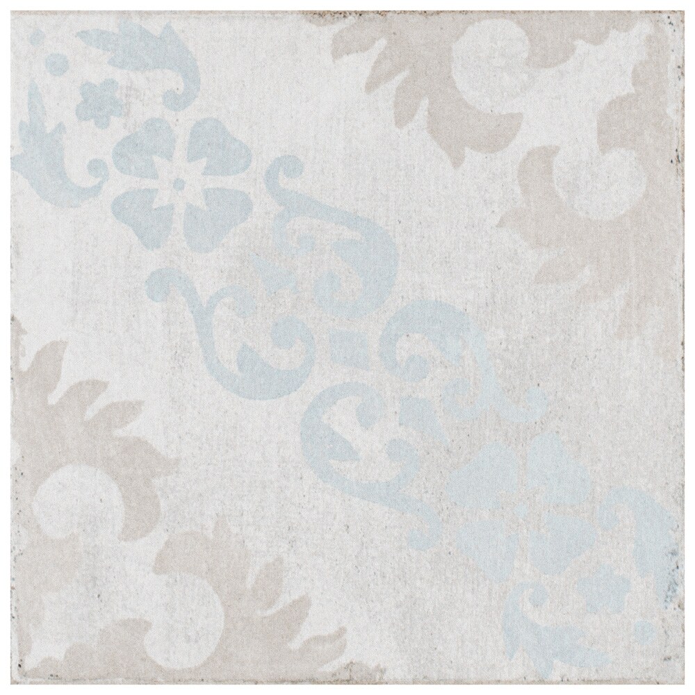 Affinity Tile S1FEO6BARDSR Sample- Barcelona Decor Sarria 6-in x 6-in Matte Porcelain Encaustic Floor and Wall Tile