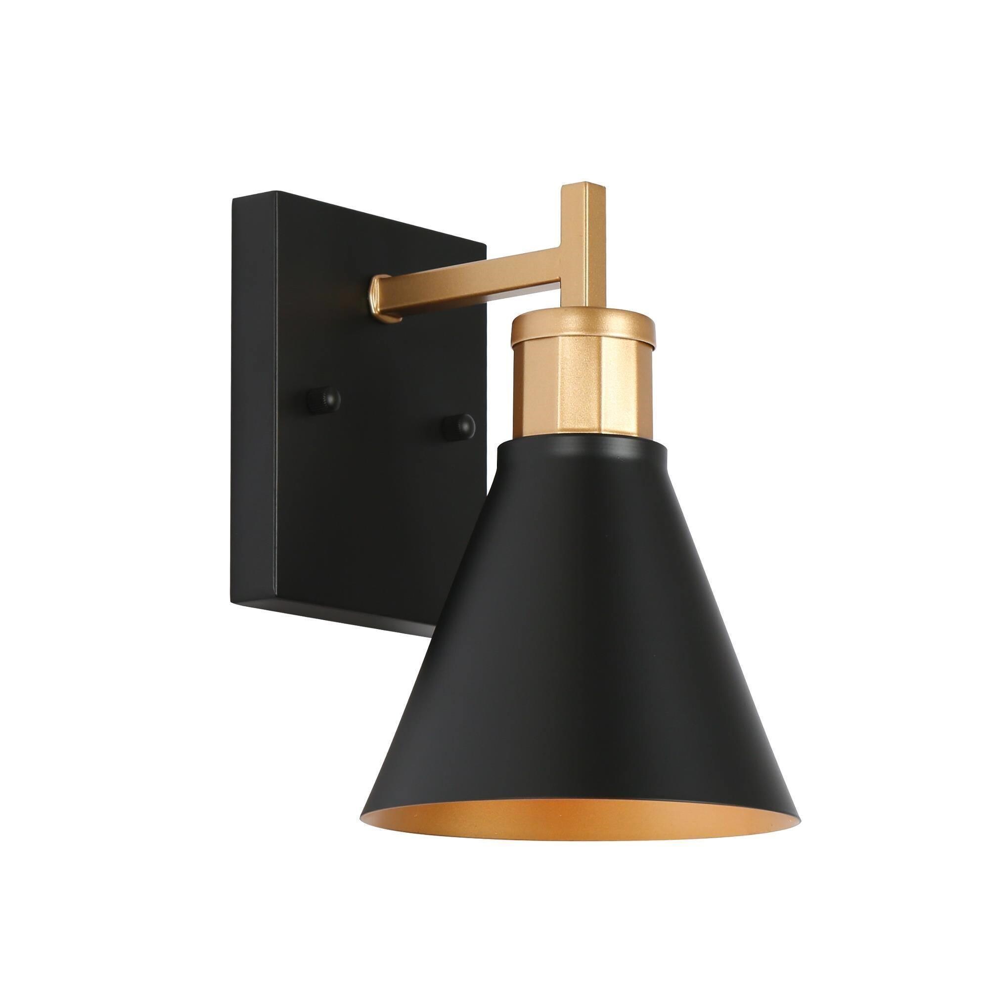 ZEVNI Gerda 4.7-in W 1-Light Matte Black and Brass Bathroom Light  Modern/Contemporary LED Wall Sconce in the Wall Sconces department at