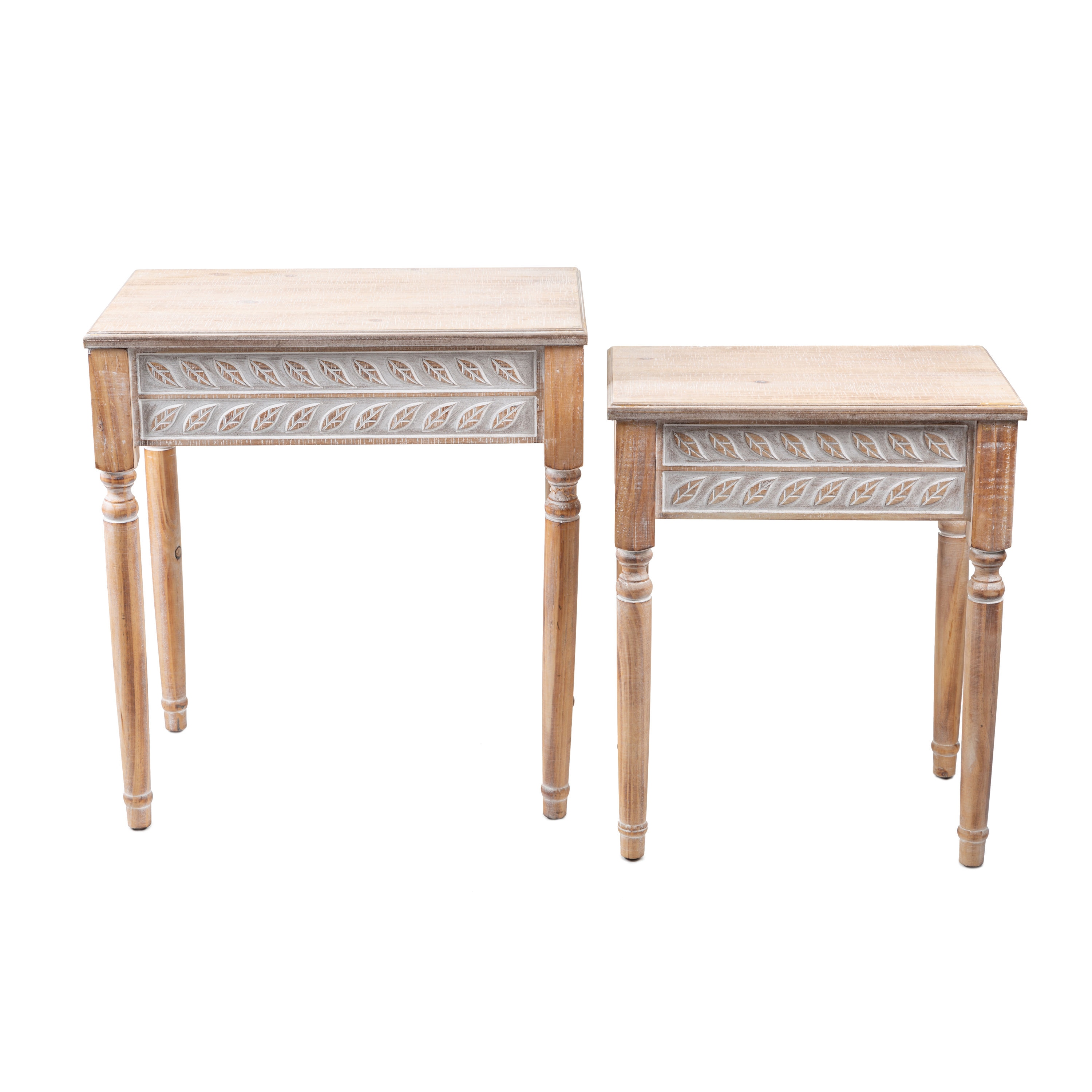 Home View Design HV21435-2NA 14.3-in W x 24.8-in H Natural Wood Rectangular Casual End Table with Storage