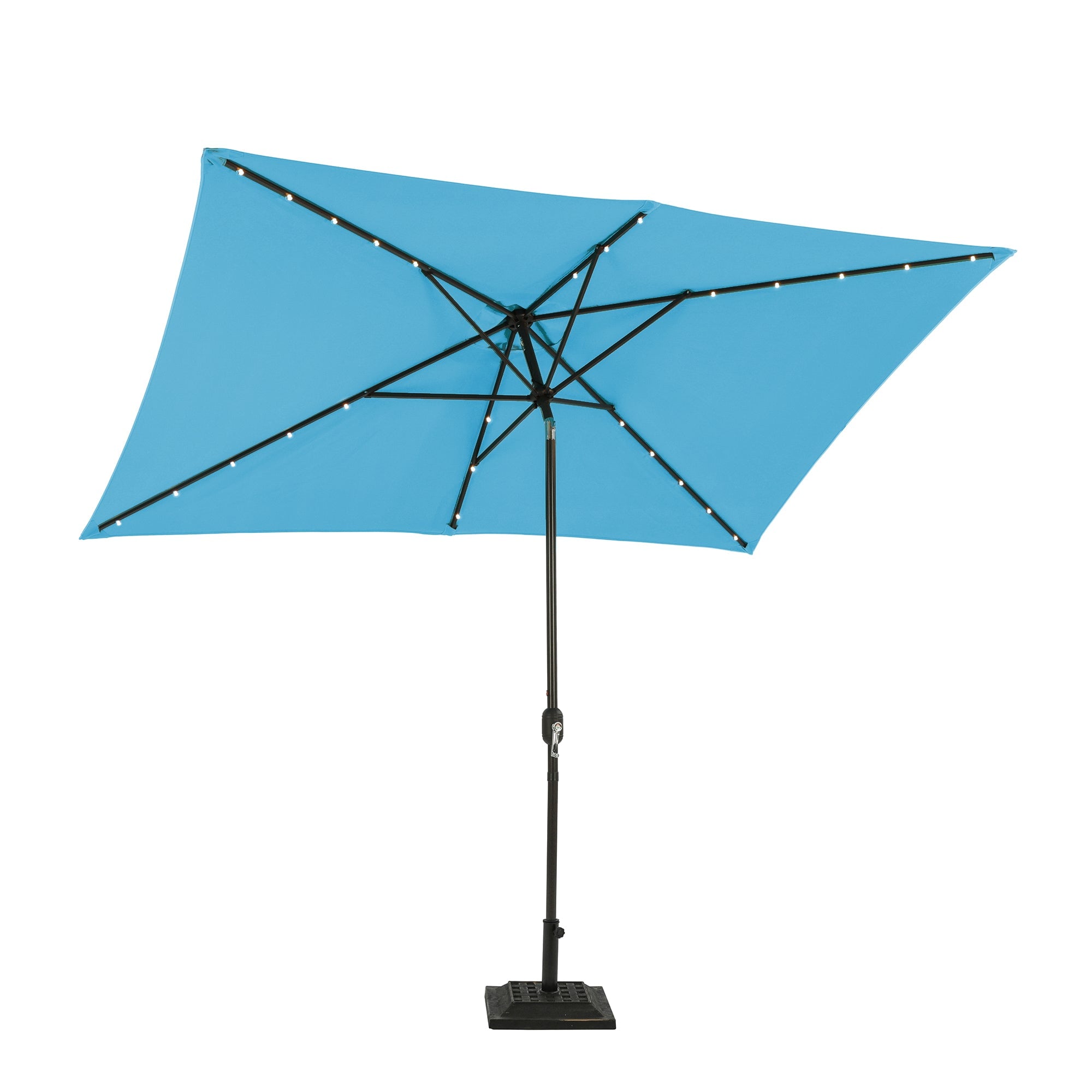 Boyel Living BL-OD011LEDBL 10 ft. x 6.5 ft. Rectangular Lighted Market Umbrella with Waterproof and UV Resistant in Light Blue