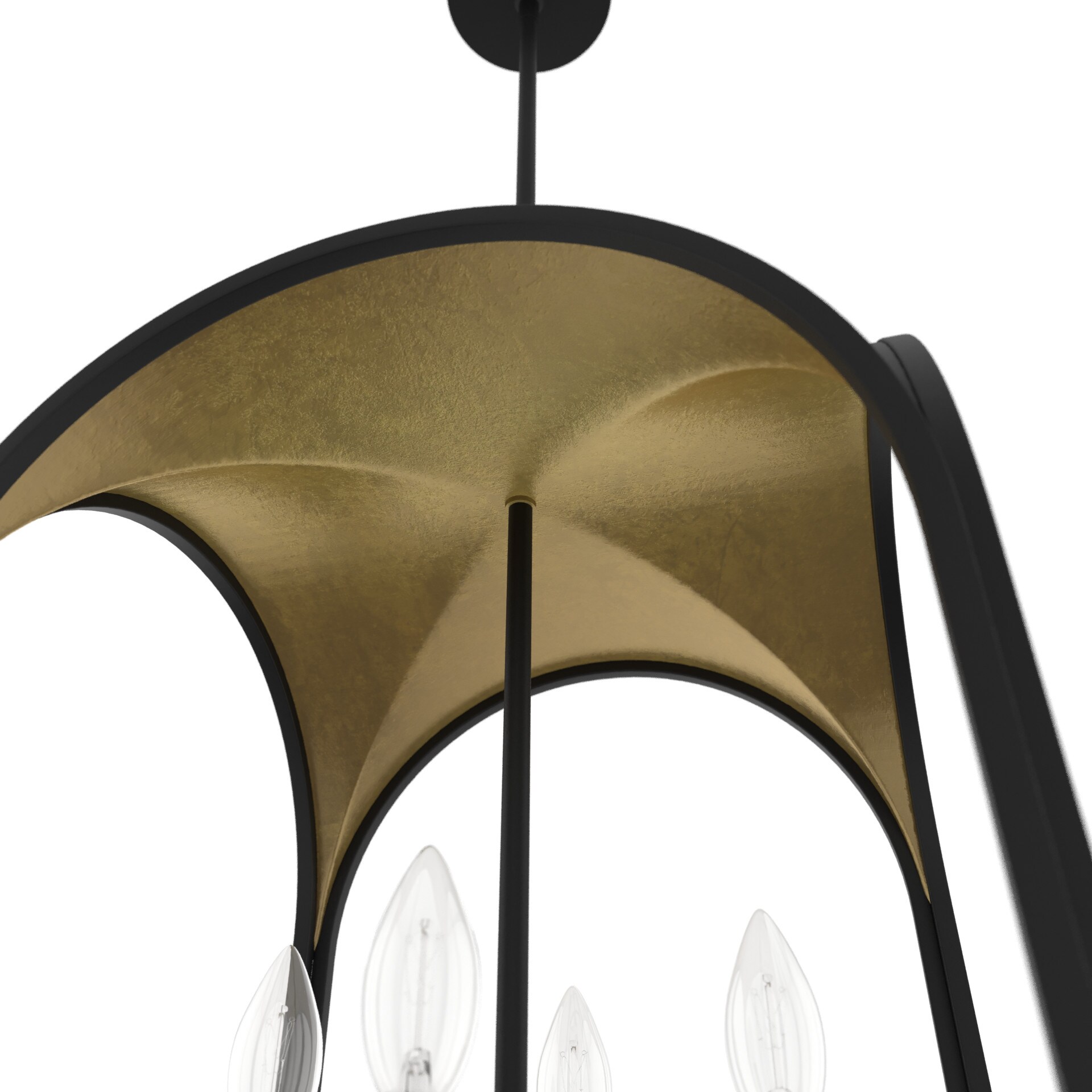 Dukestown Mini 4-Light Lantern Pendant in Black and Gold Leaf