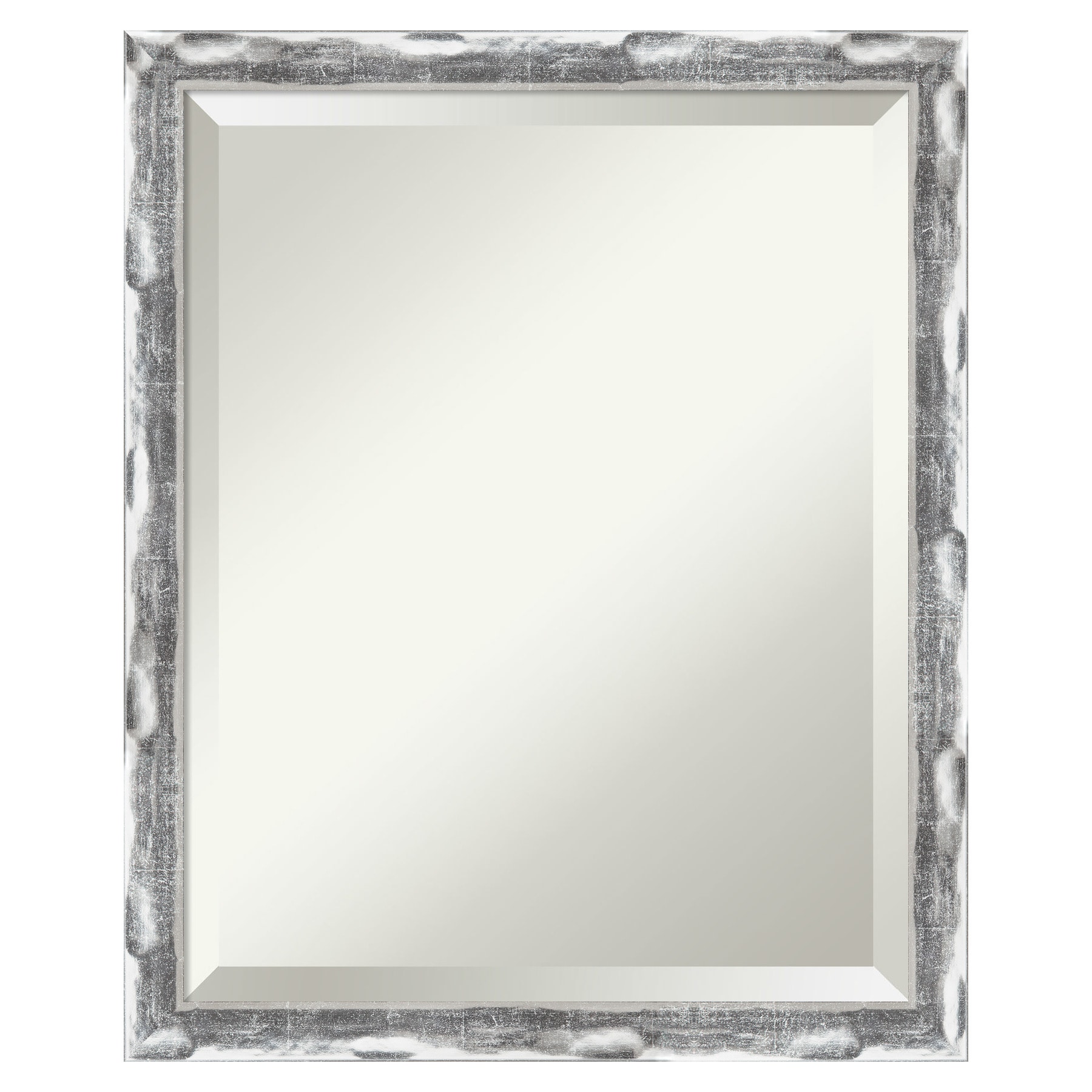 Scratched Wave Chrome Rectangular Wall Mirror - 18 x 22 Inches