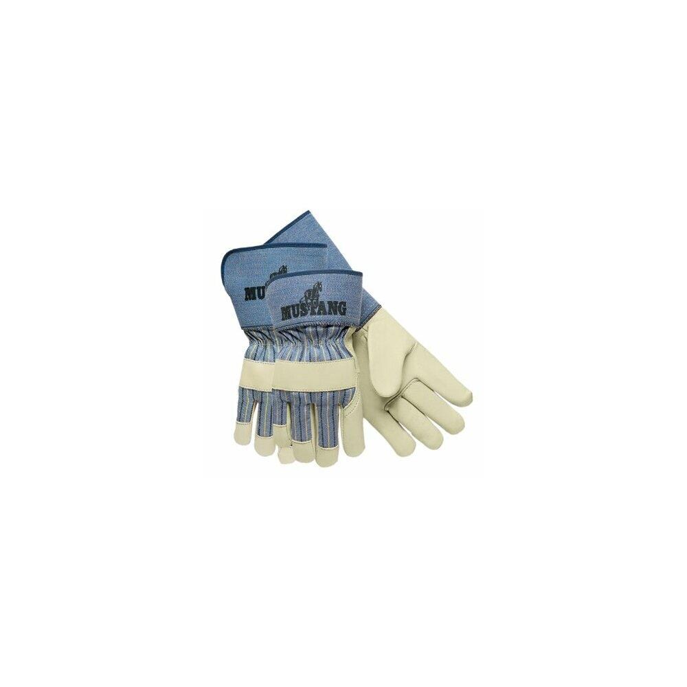 MCR Safety ORSNO67635 MCR Mustang Grain Leather Palm Gloves with 2-
