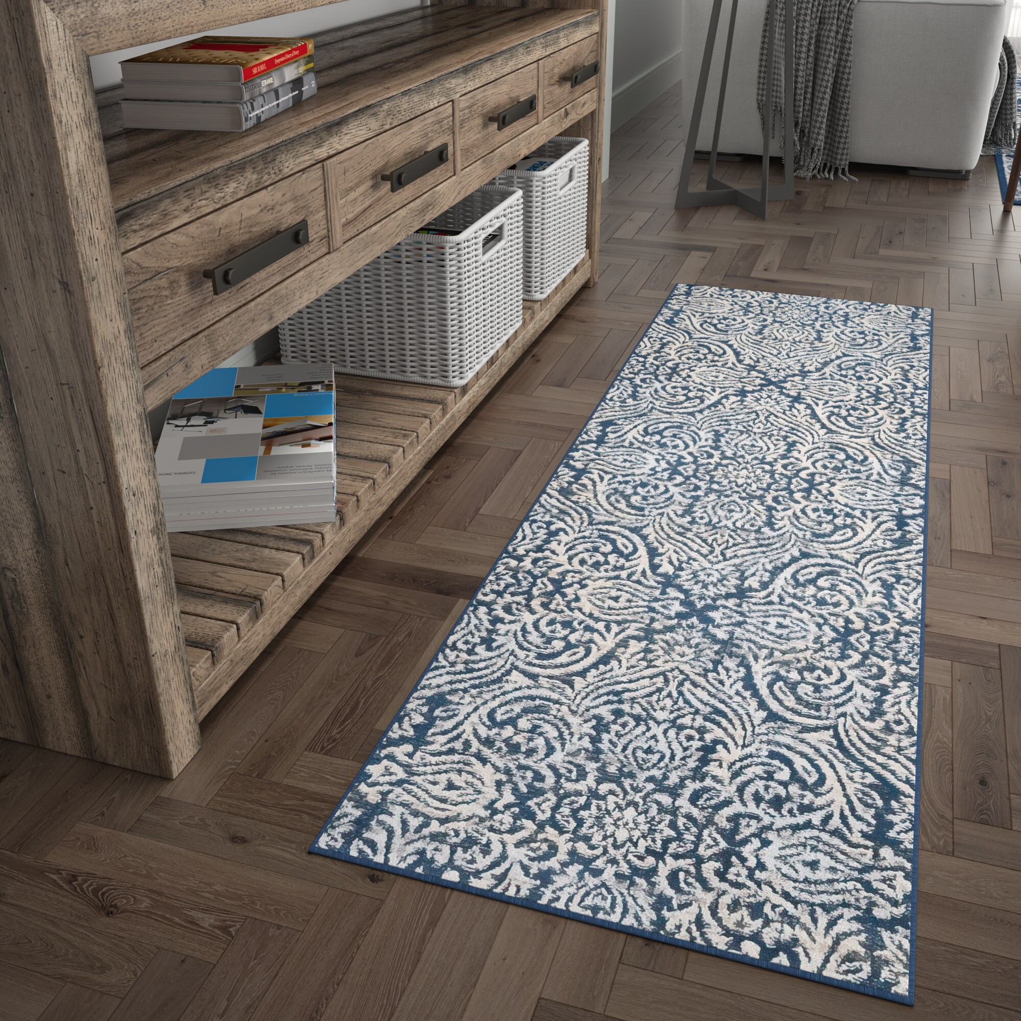 Tayse MDN4527 2X8 Madison 2 x 8 (ft) Loomed Polypropylene Dark Blue Rectangular Indoor Runner rug