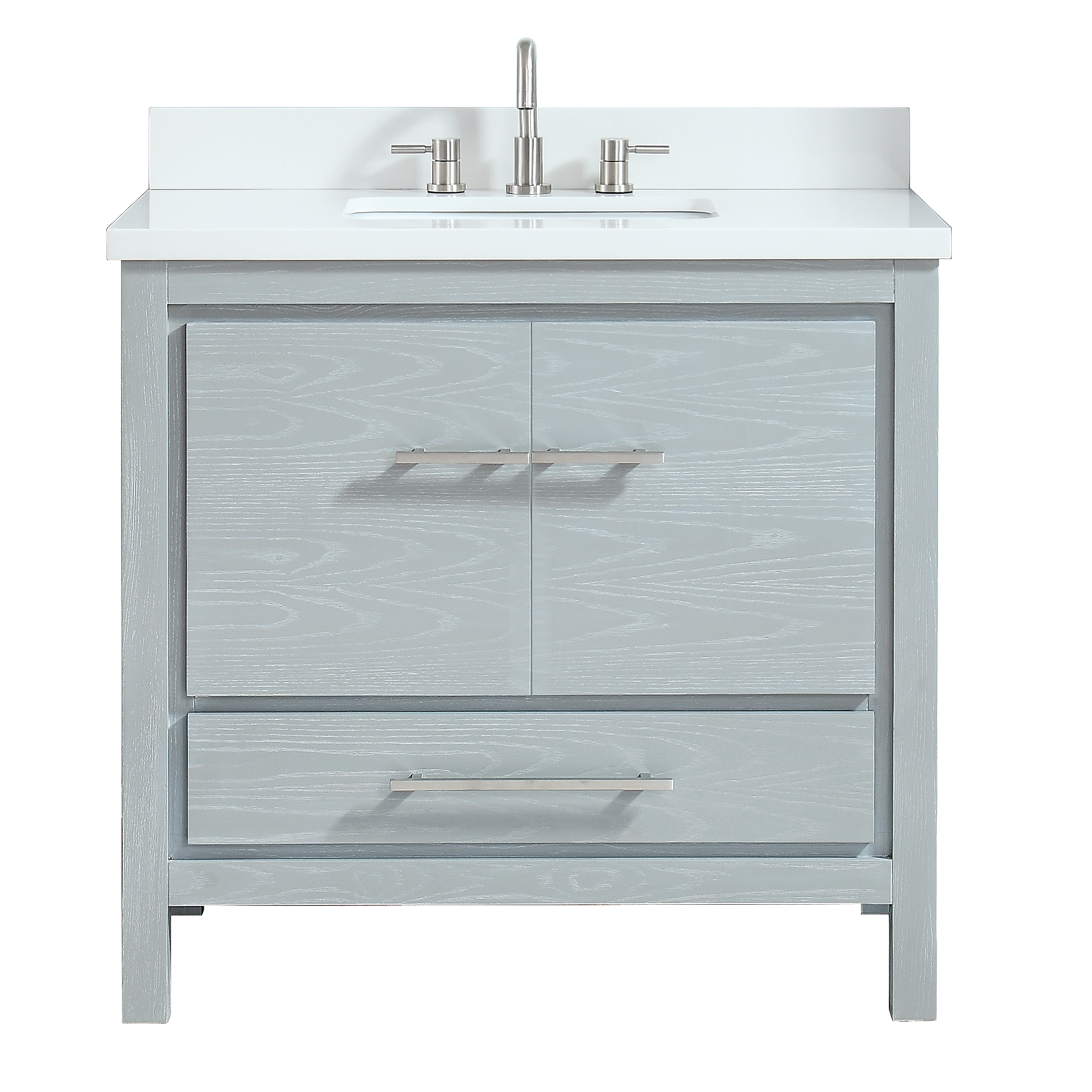 Azzuri Riley 37-in White Single Sink Bathroom Vanity with Gray Quartz Top