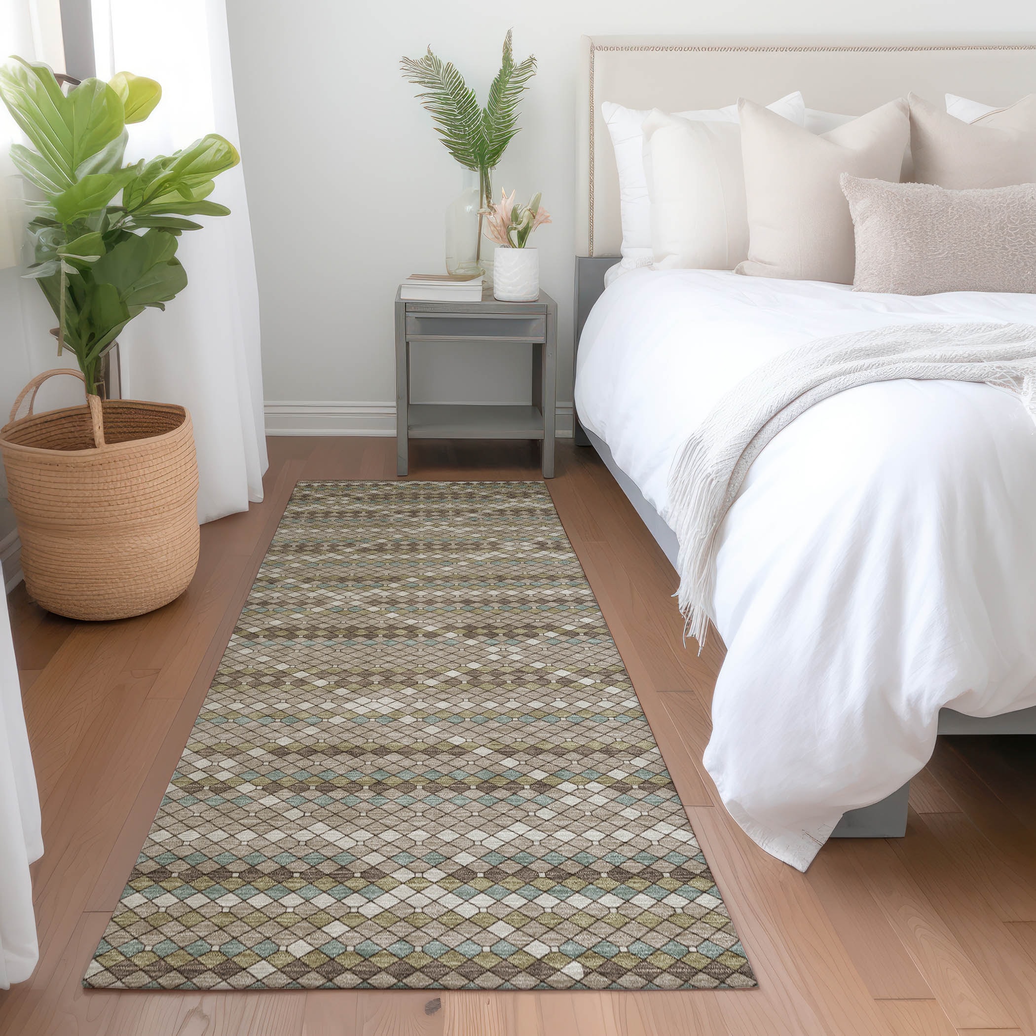 Addison Rugs ACN1441TP2X8 Chantille ACN1441TP 2 x 7 (ft) Polyester Taupe Rectangular Indoor/Outdoor Geometric Machine washable Runner rug