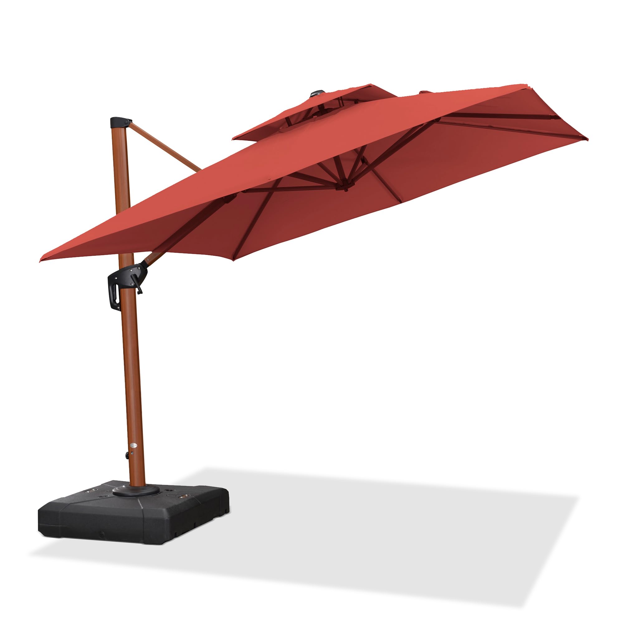 PURPLE LEAF LSGLRSM09-BR 9-ft Aluminum Red Crank Cantilever Patio Umbrella
