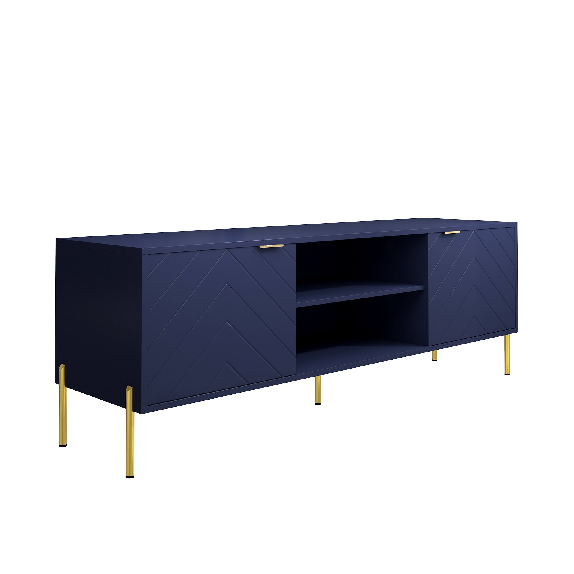 Boyel Living BL-ID01TVBL 59 in. Blue TV Stand for TVs Up to 65 in. LED Entertainment Center with Cabinet