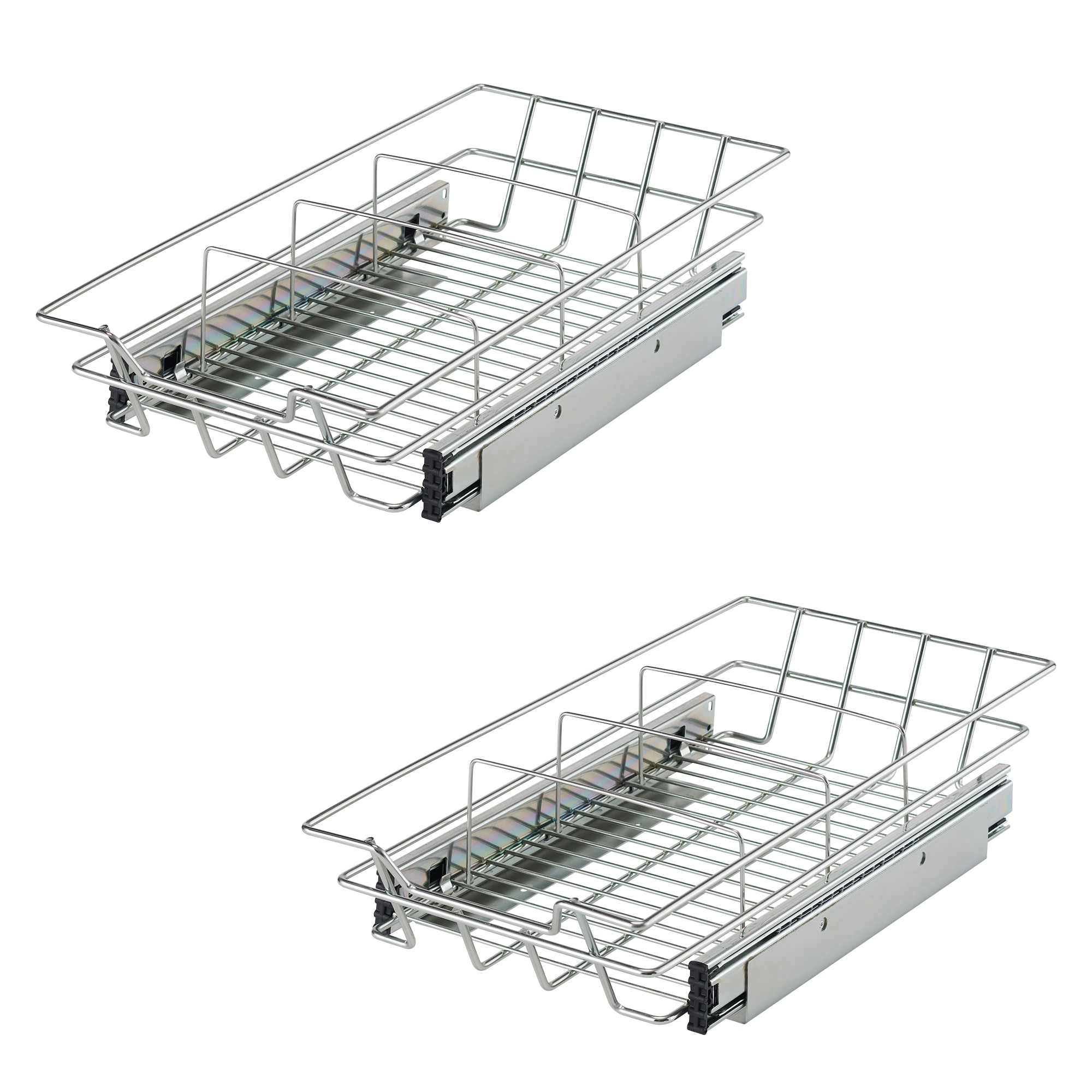 TRINITY TBFZ-22122 2 -Pack 10-Inches W x 4.5-Inches H x 20-Inches D Cabinet-mount Chrome color Metal Pull-out Sliding basket kit