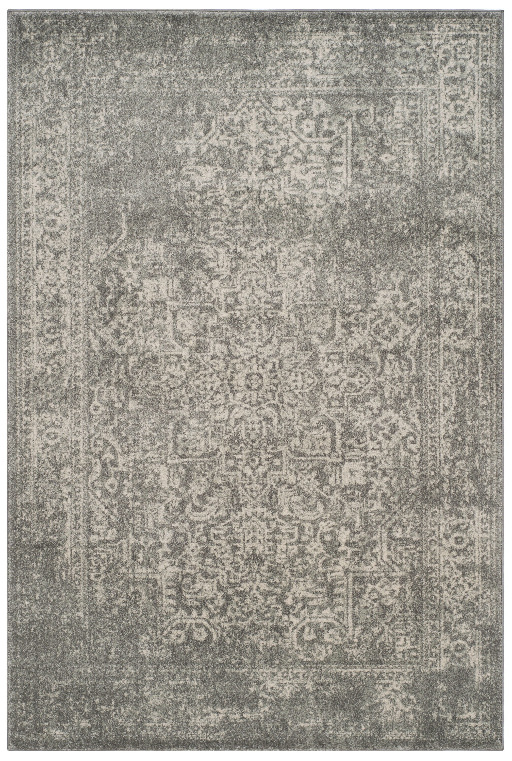 Safavieh EVK256S-5 Evoke Isla 5 x 8 (ft) Loomed Synthetic Silver/Ivory Rectangular Indoor Floral/Botanical Vintage Area rug