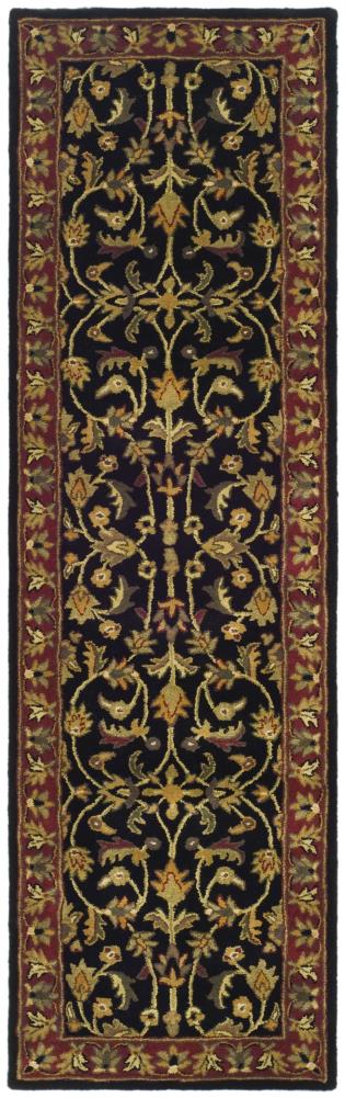 Hand-Tufted Black and Red Wool Runner Rug, 2'3" x 22'