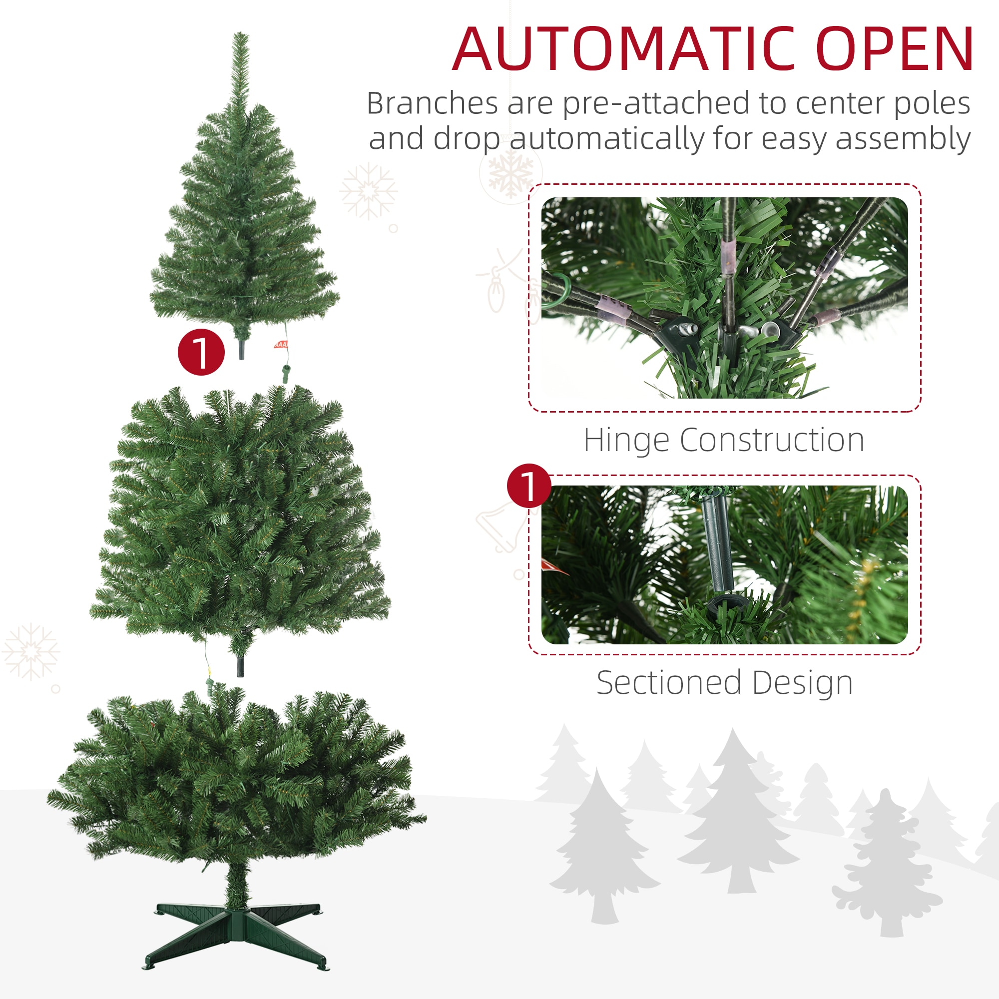 GDFStudio 6ft Tall Prelit Artificial Christmas Tree Holiday Décor with ...
