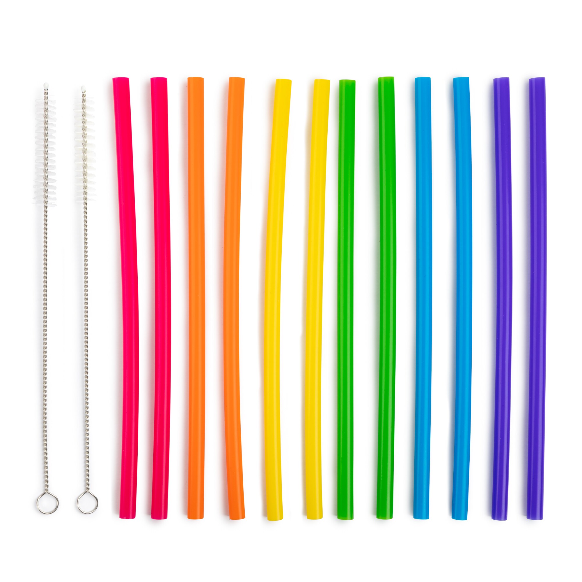 Set of 4 Colorful 14 Inch Reusable Stainless Steel Drinking Straws with  Silicone