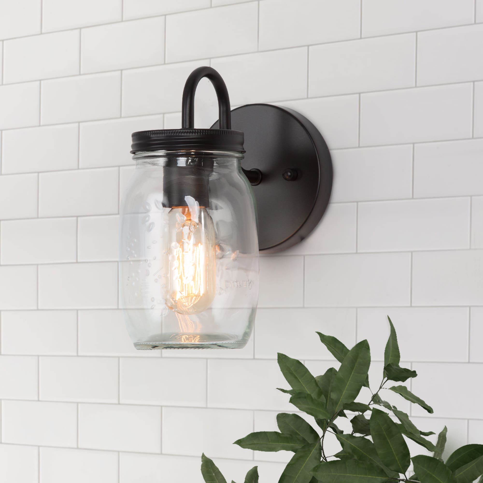 Rustic Wall Sconce Lantern With Pioneer Bubble Glass Rubbed Bronze USED 