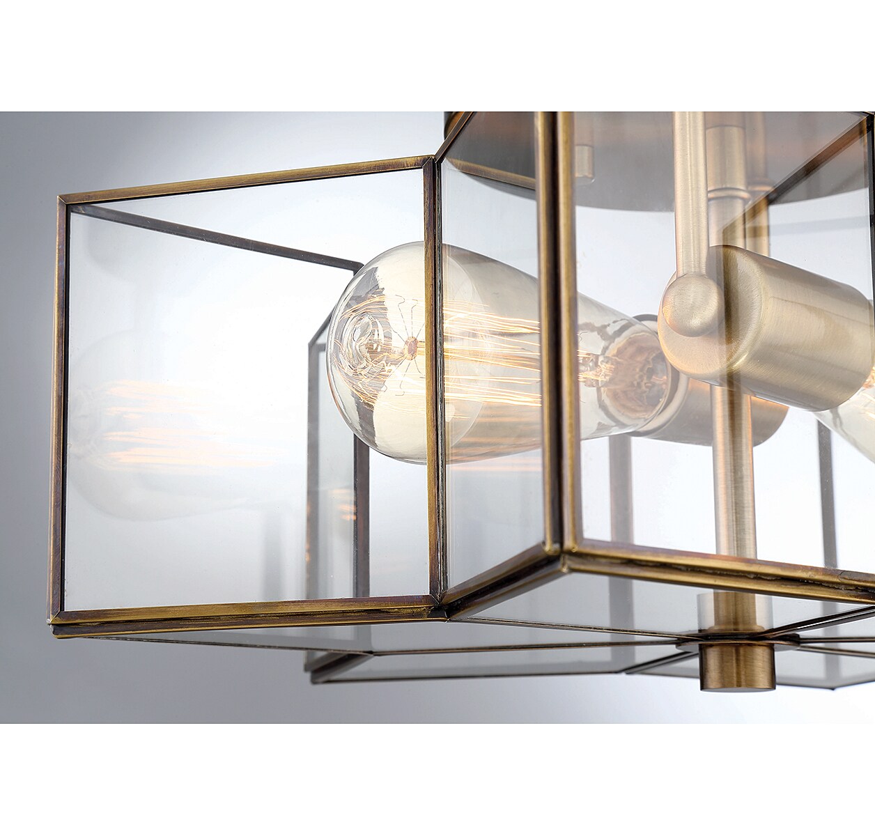 Meridian Natural Brass 2-Light Semi-Flush Mount with Clear Glass