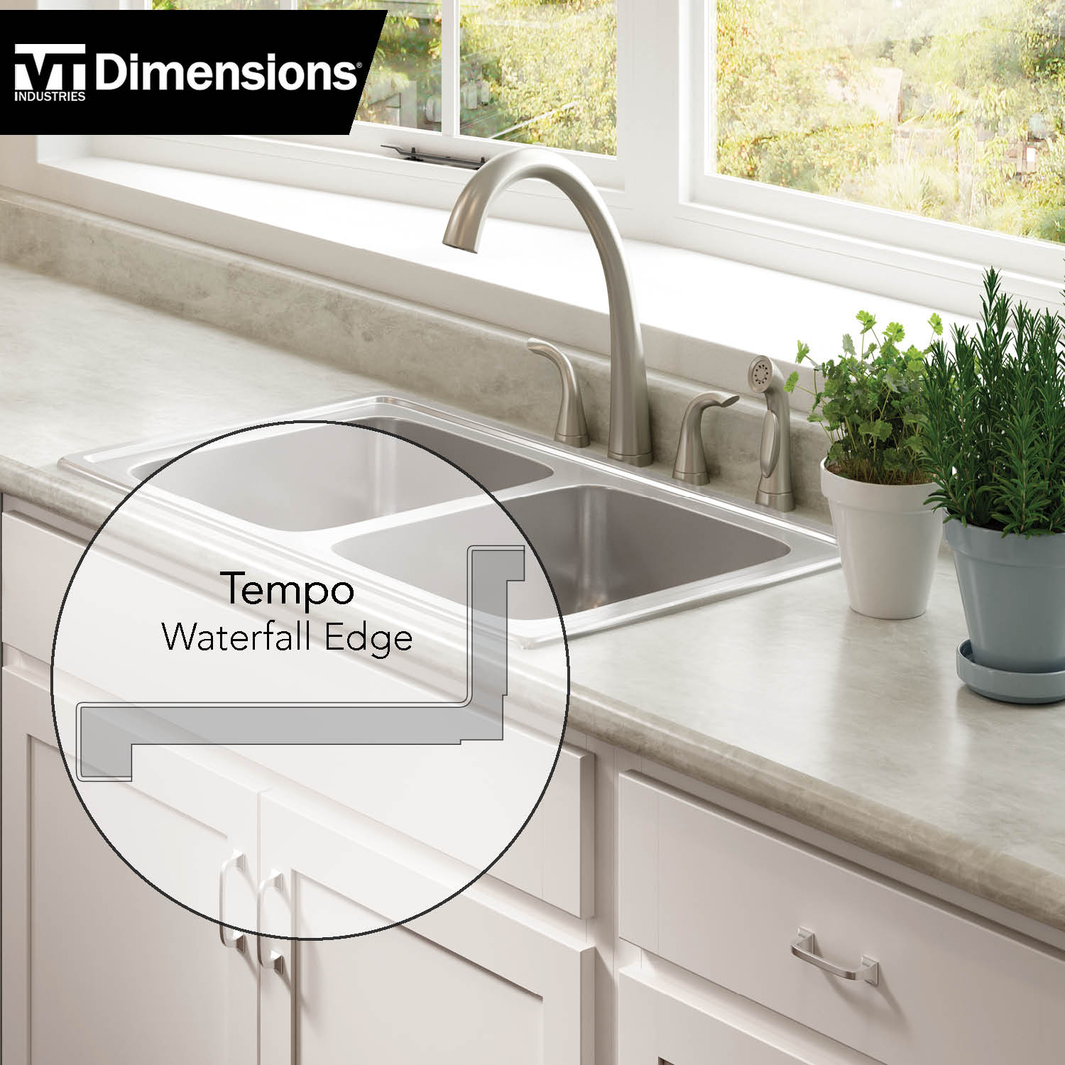 VT Dimensions Formica 6-ft x 25-in x 0.75-in White Bardiglio, Matte Right-Hand Miter-Cut Laminate Countertop with Integrated Backsplash