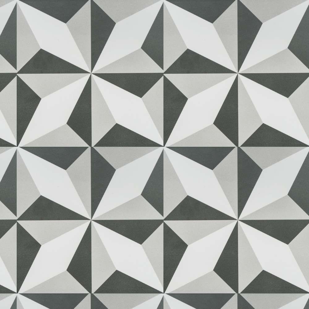 The Tile Life TESTR1010NE Stars Black 10-in x 10-in Matte Porcelain Encaustic Floor and Wall Tile (11-sq. ft/ Carton)