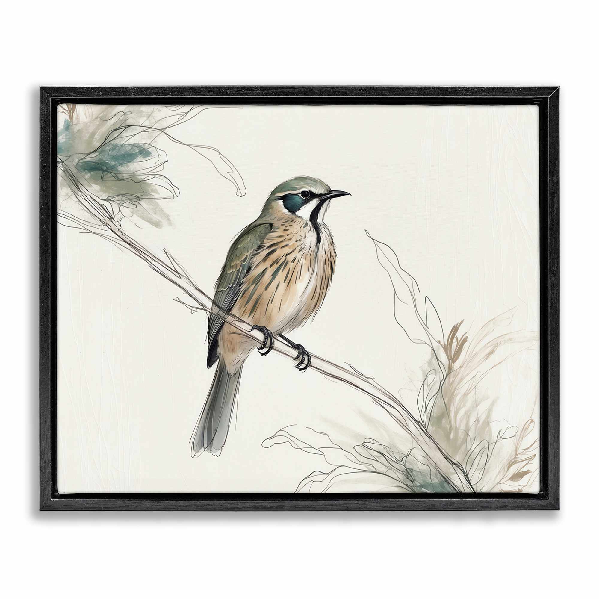Stupell Industries BT-782-FFB-24X30 Illustrated Wildlife Bird Black Framed Floater Canvas Wall Art By LSR Creative Studio 31 x 25