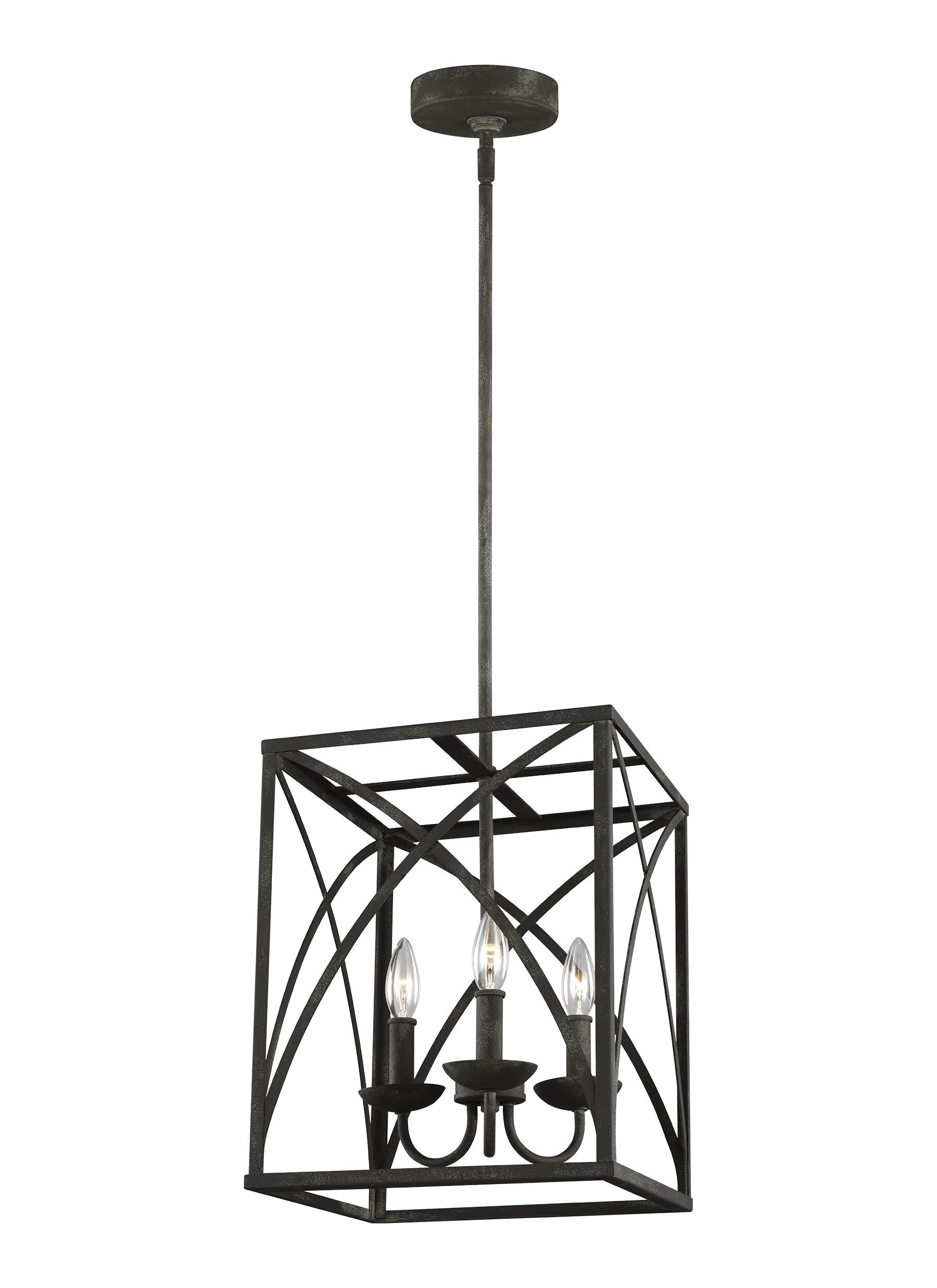 Generation Lighting F3196EN/3IO Greenbrier 3-Light Iron Oxide Traditional LED Damp Rated Chandelier