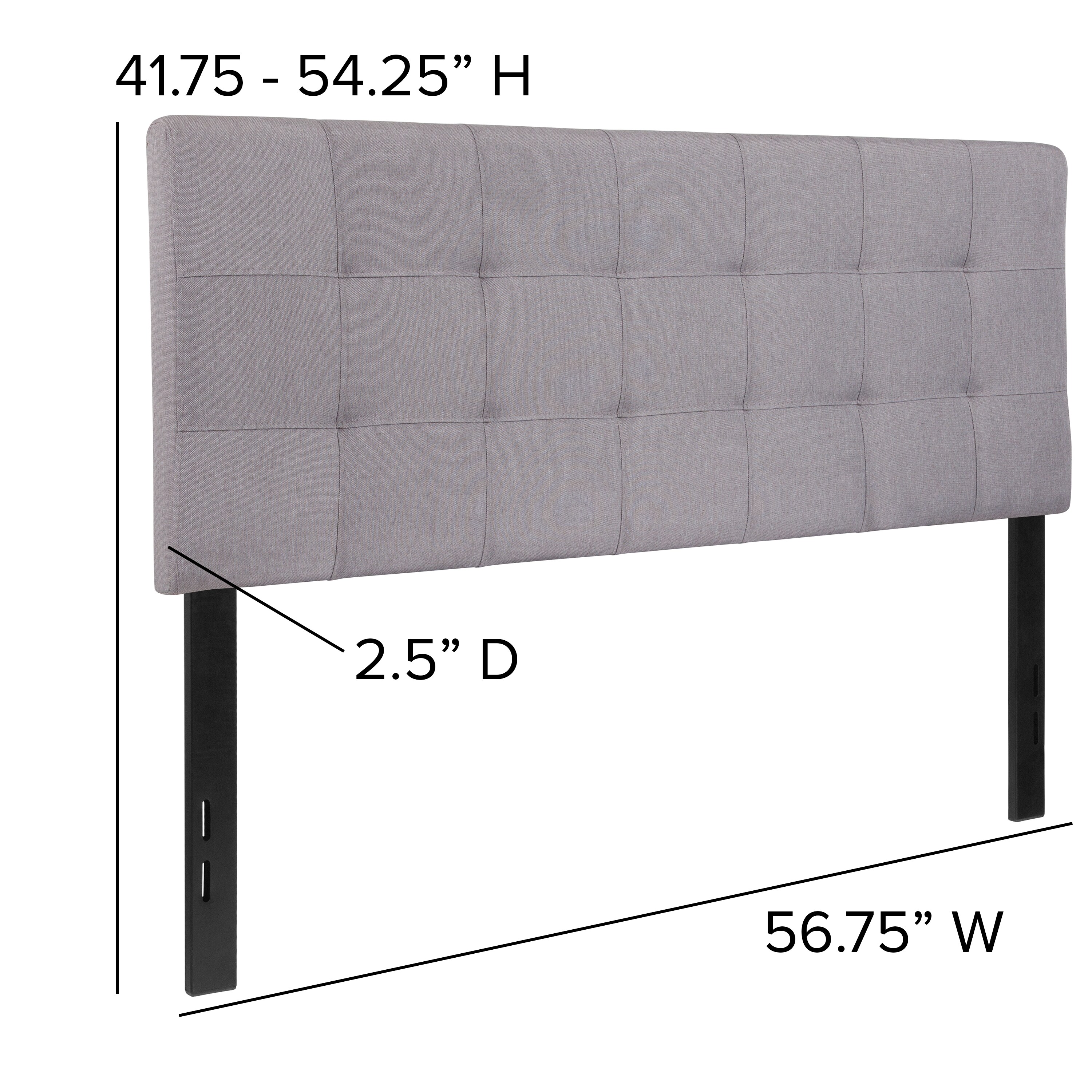 Flash Furniture Bedford Light Gray Full Polyester Upholstered Headboard ...