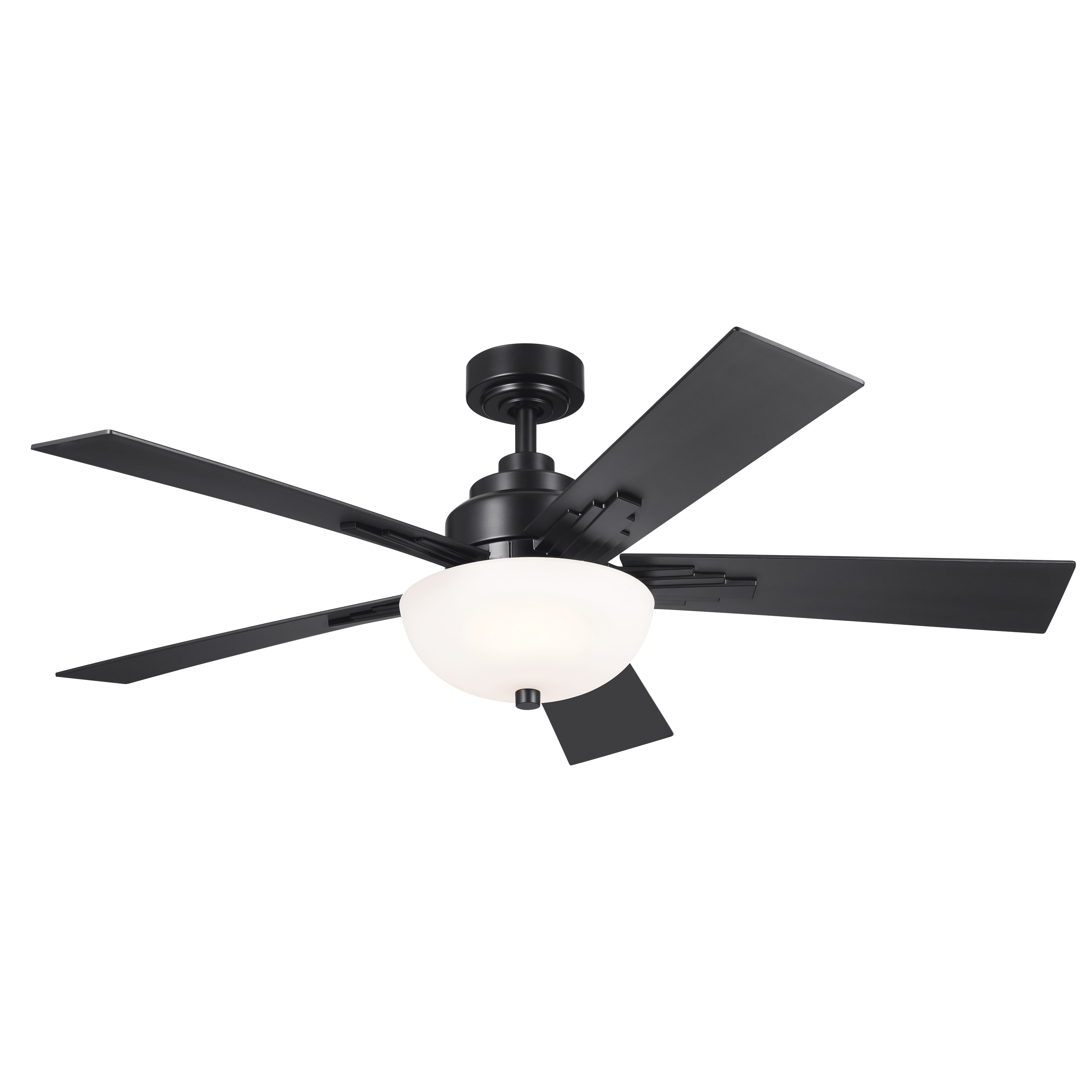 Kichler 300345SBK Vinea 56-in Integrated LED Satin Black with Black Blades Ceiling Fan With Light - Remote Included ( 5 -Blade )