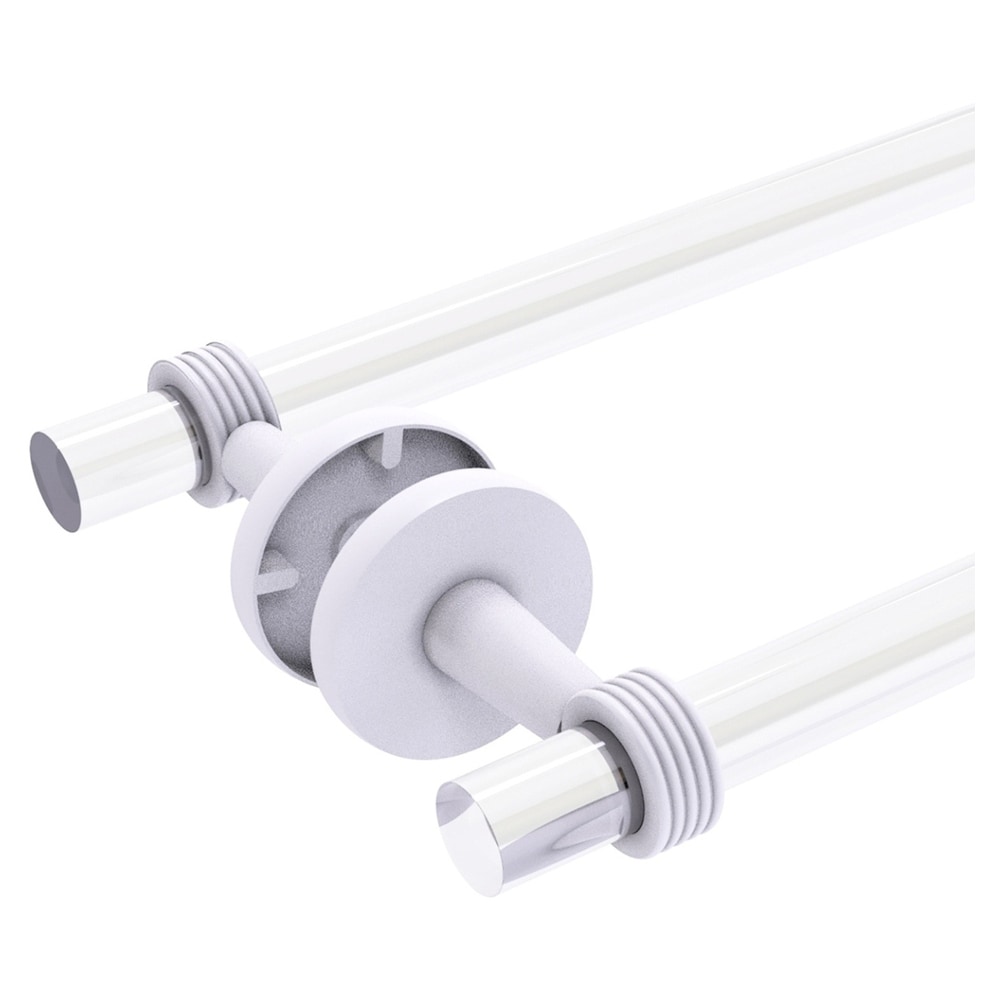 Matte White Acrylic and Brass Wall Mounted Shower Door Towel Bar