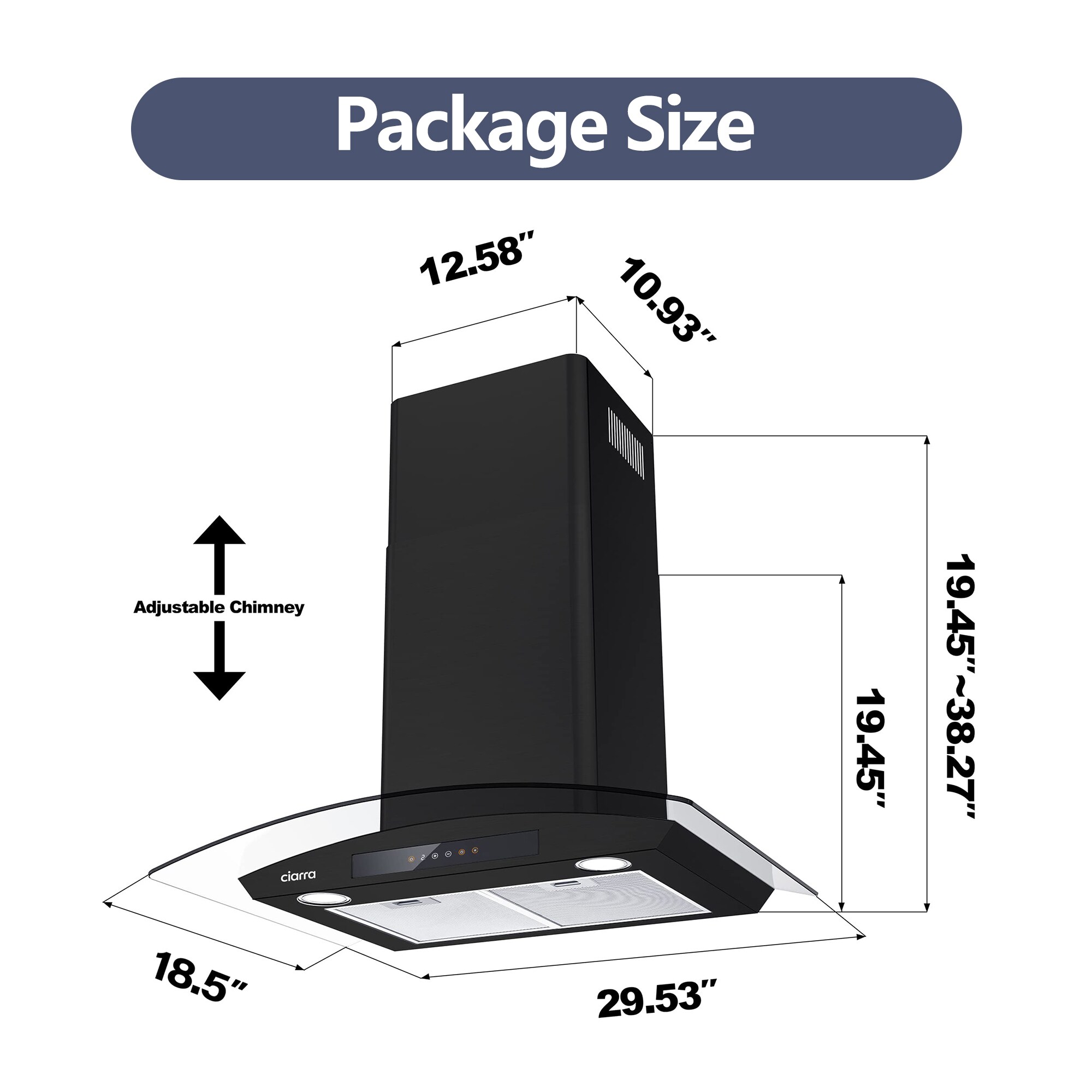 Jeremy Cass 30-in Ducted 450-CFM Black Wall-Mounted Range Hood ...