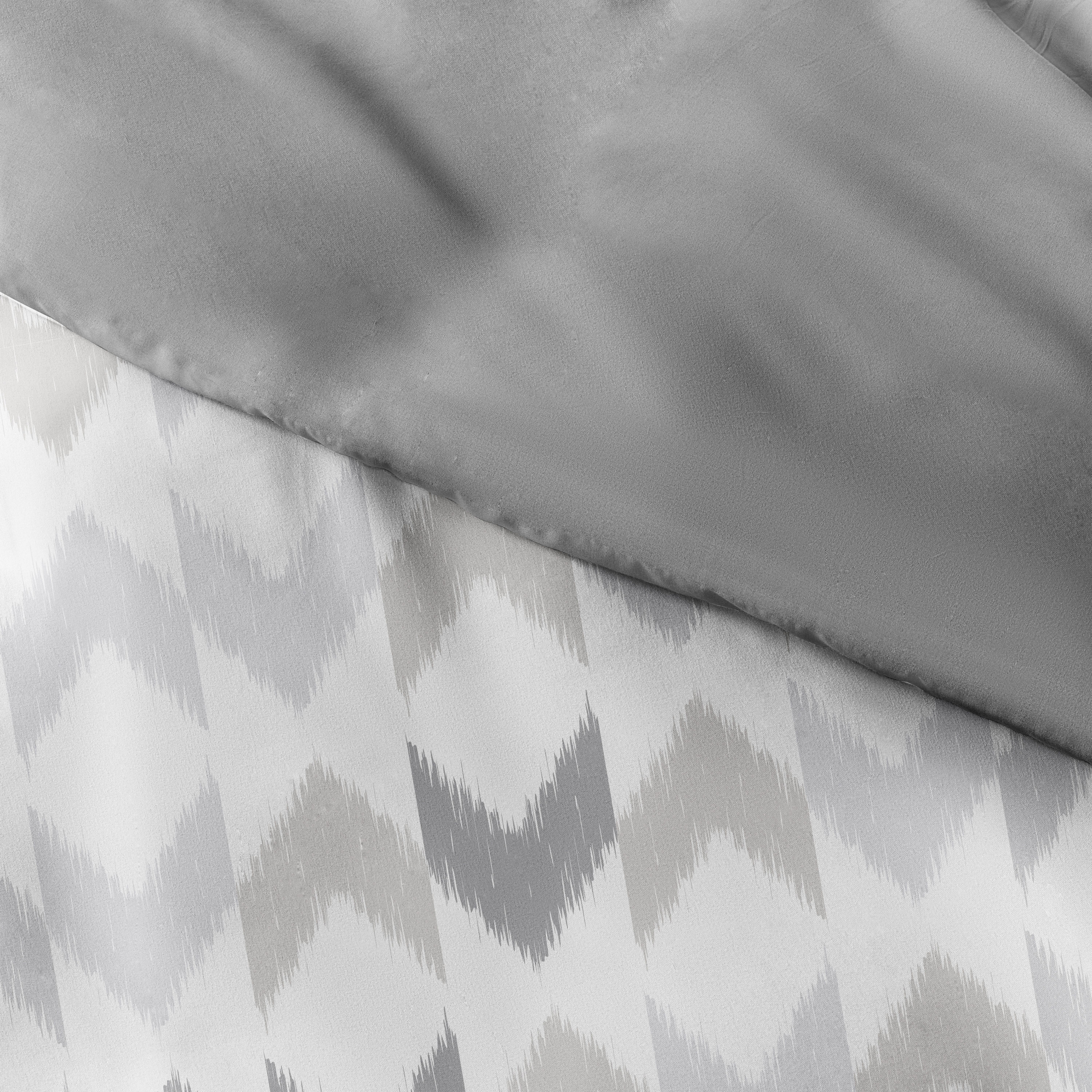 Gray Chevron Twin XL Reversible Microfiber Duvet Cover Set