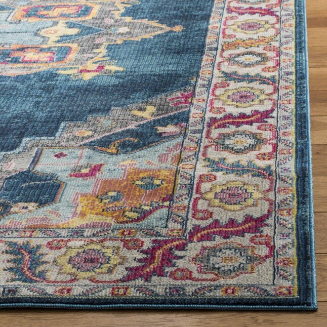 Safavieh Merlot Peri 7 x 7 Blue/Multi Square Indoor Floral/Botanical Oriental Area Rug Safavieh Merlot Peri 7 x 7 Blue/Multi Square Indoor Floral/Botanical Oriental Area Rug