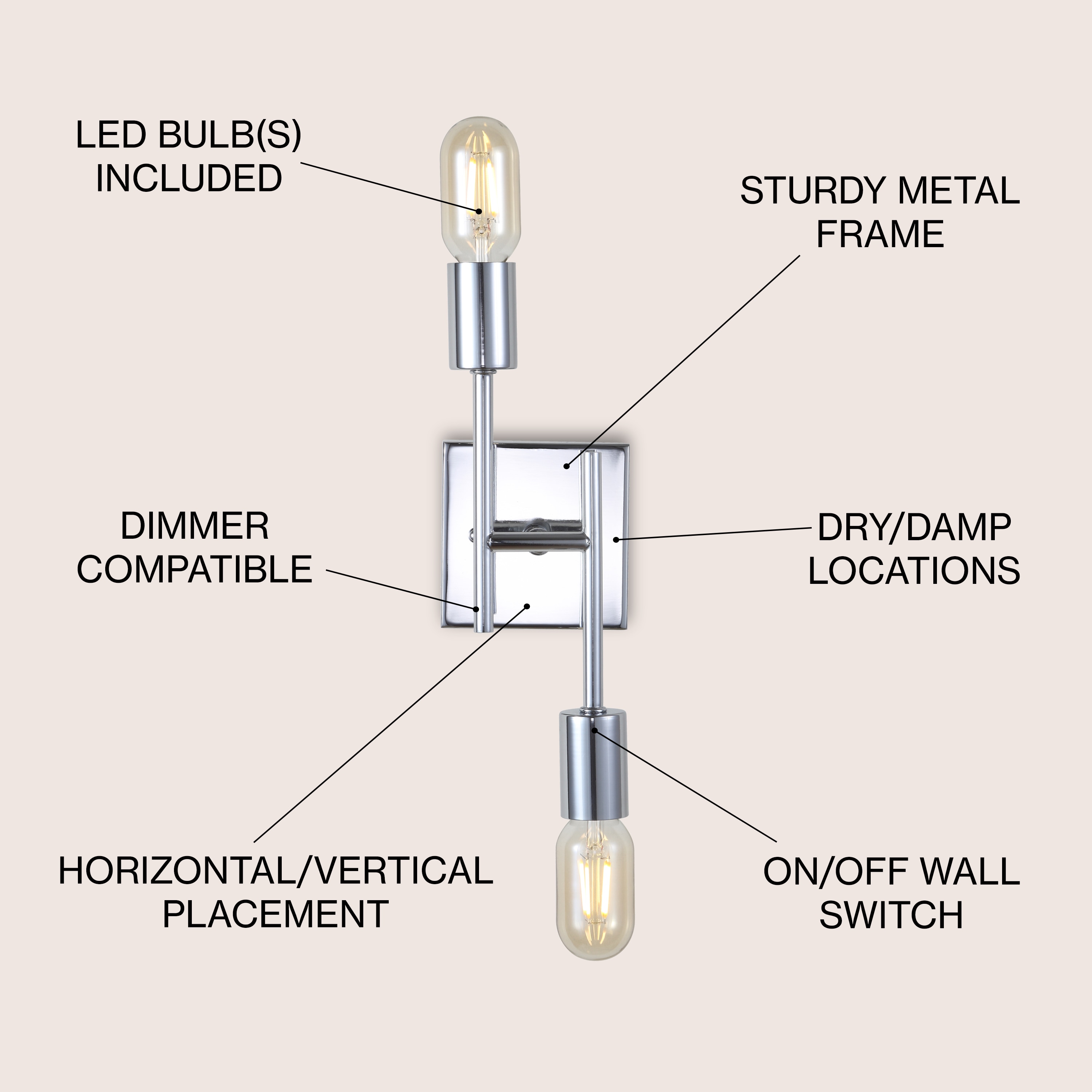Turing 18.75" Polished Chrome LED Wall Sconce for Modern Homes
