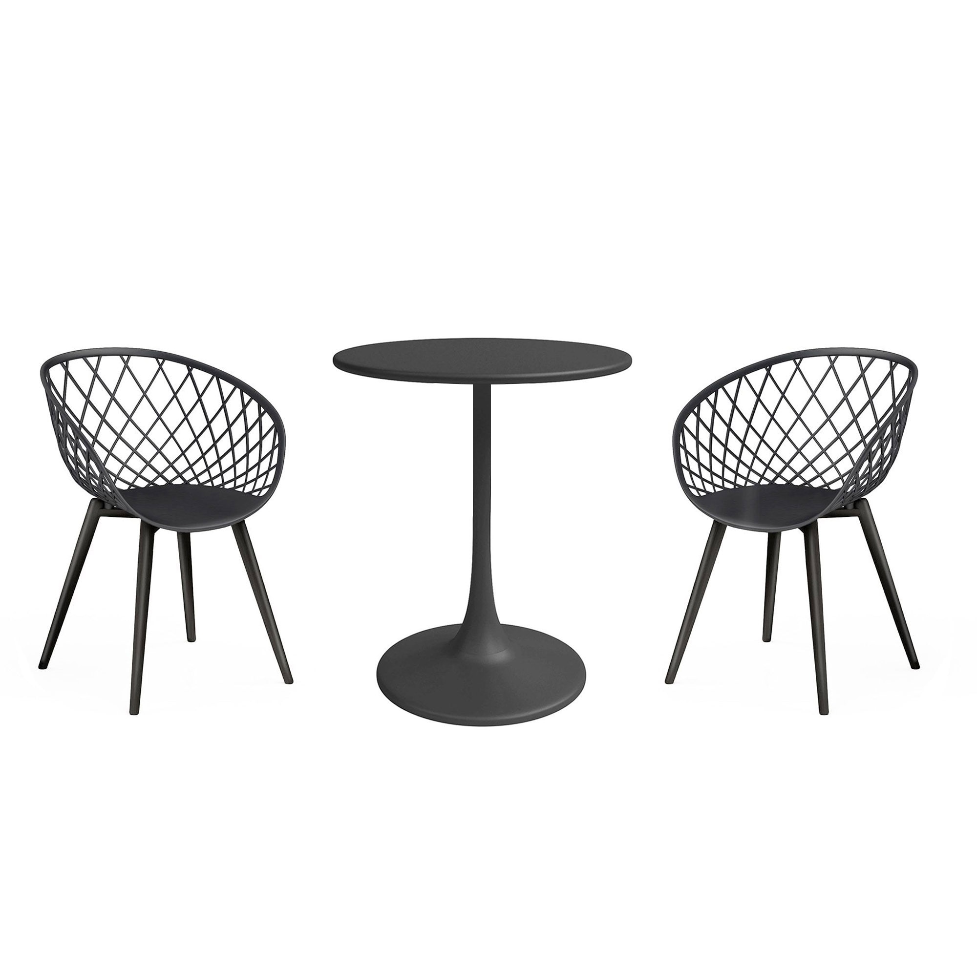 Jamesdar JSET240-BKBK Kurv Black Transitional Dining Room Set with Round Table ( Seats 2 )
