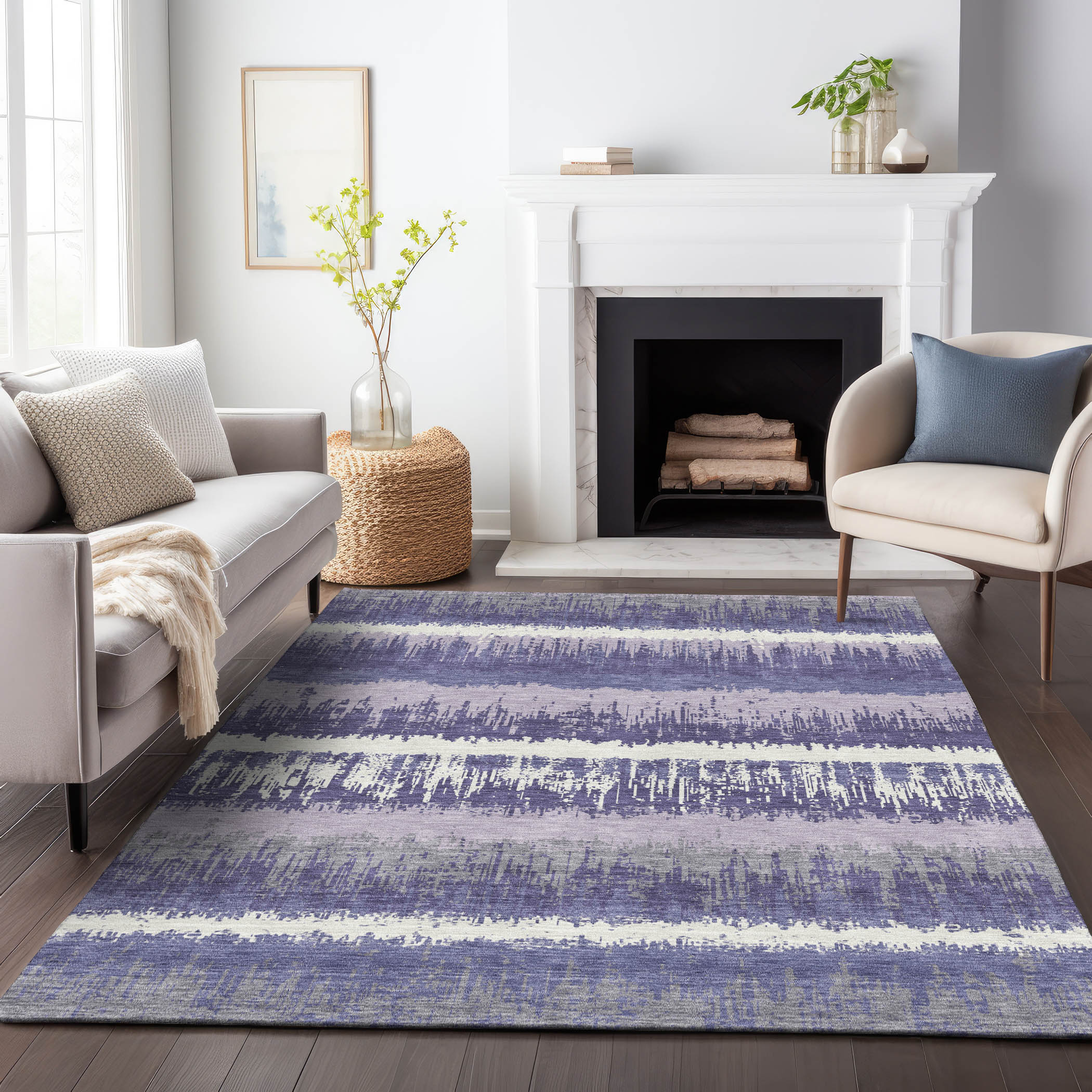 Addison Rugs ACN1013PP10X14 Chantille ACN1013PP 10 x 14 (ft) Polyester Purple Rectangular Indoor/Outdoor Geometric Machine washable Area rug